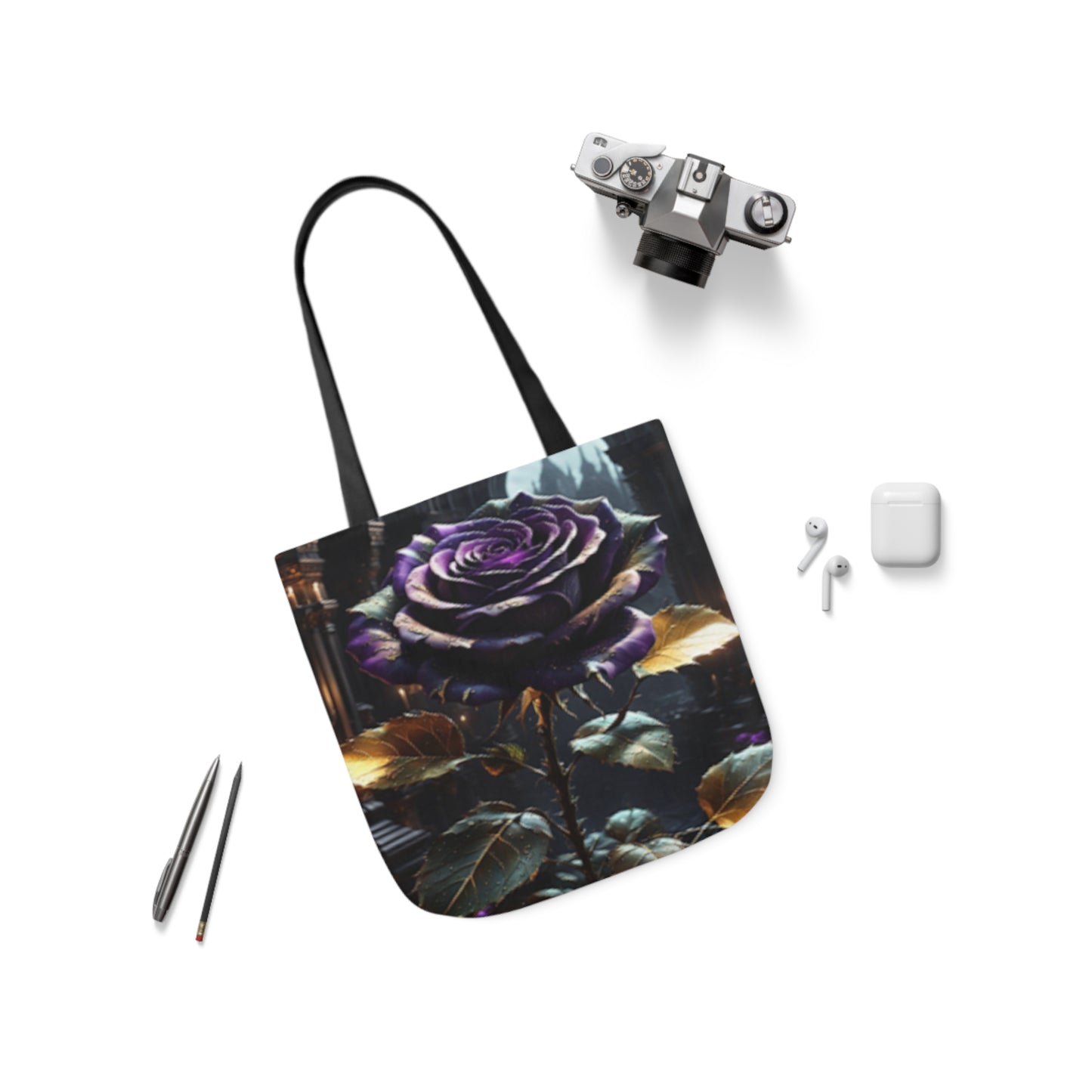 Dark Gothic Rose Shoulder Tote Bag