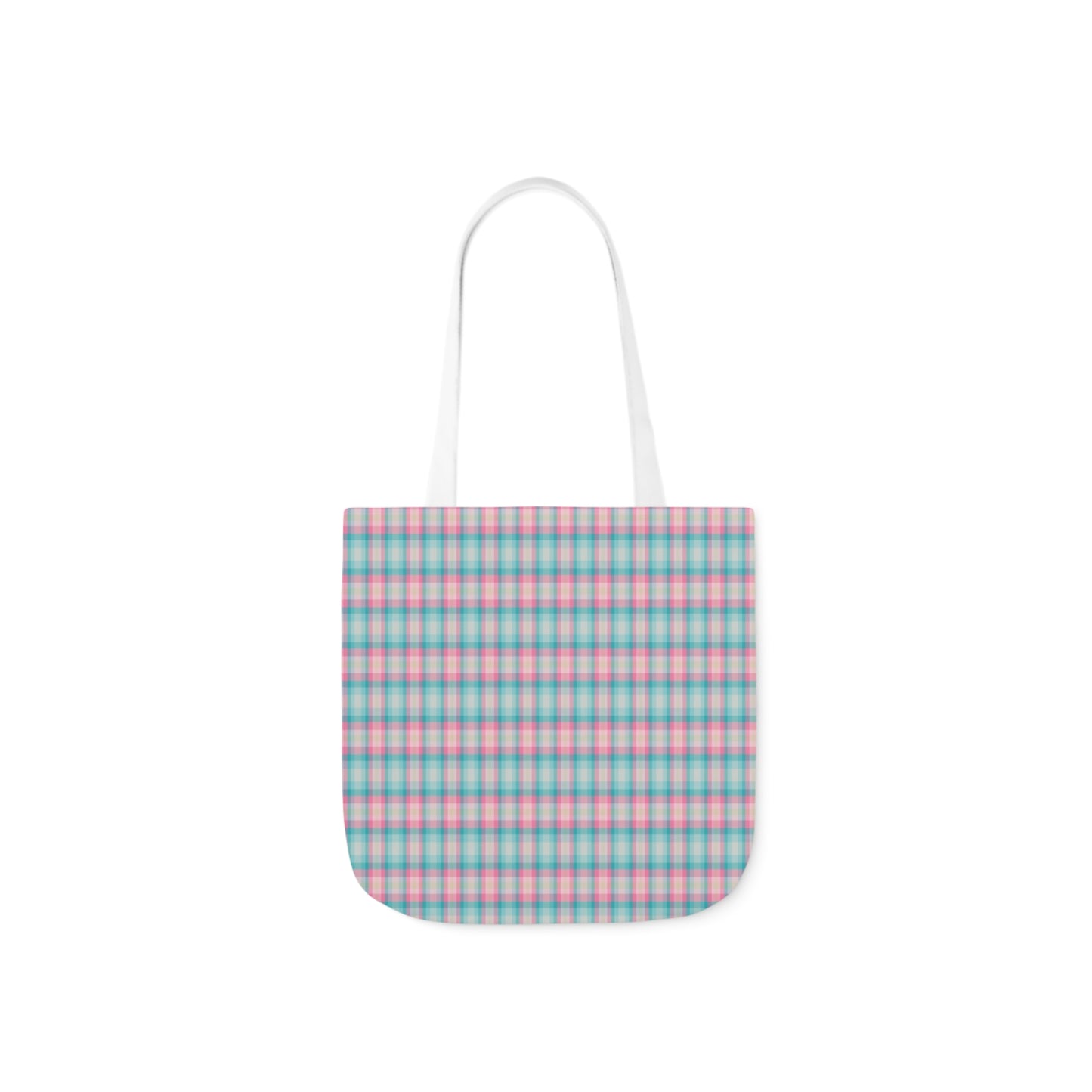 Baby Blue And Light Pink Gingham Check Pattern Shoulder Tote Bag