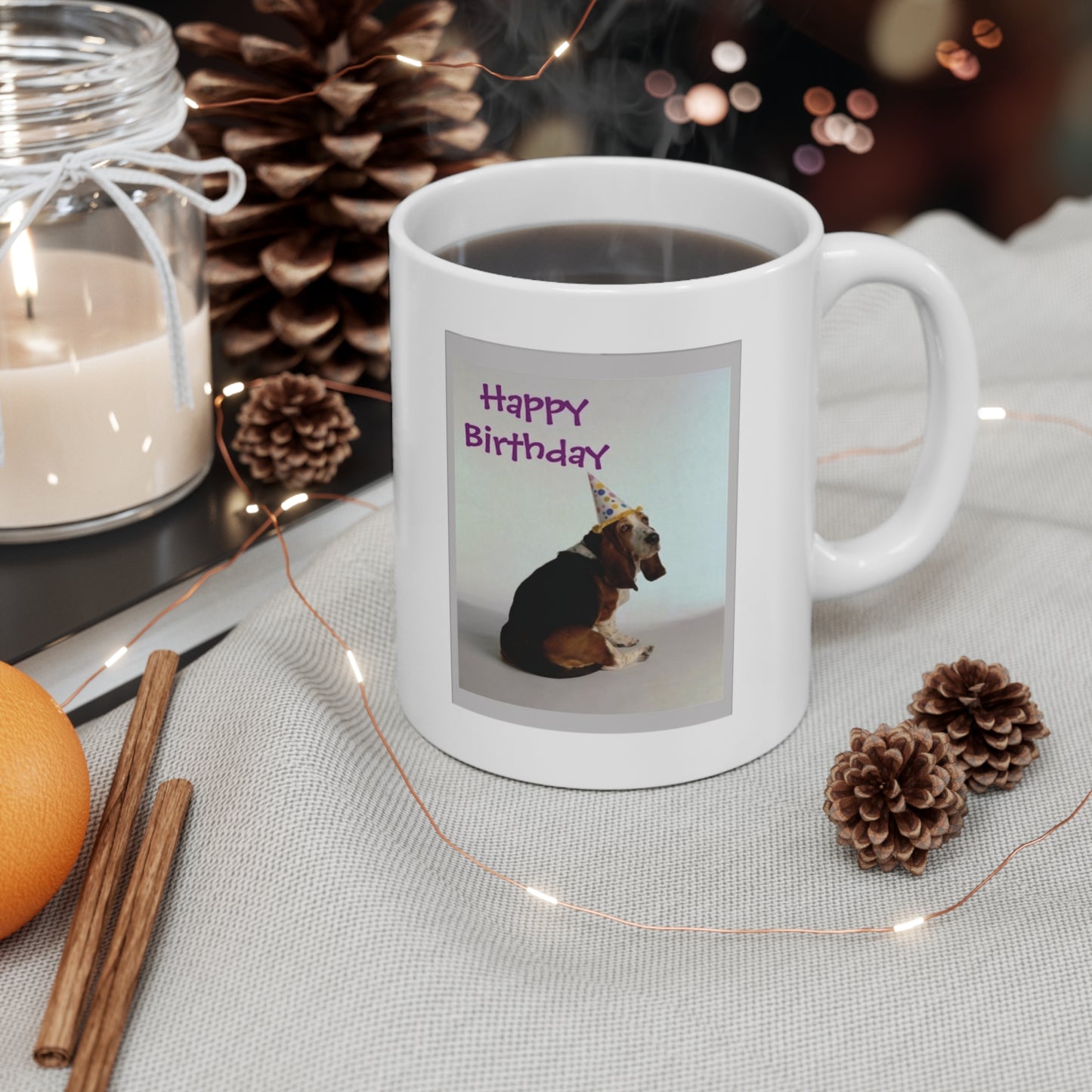 Happy Birthday Basset Dog Coffee Mug