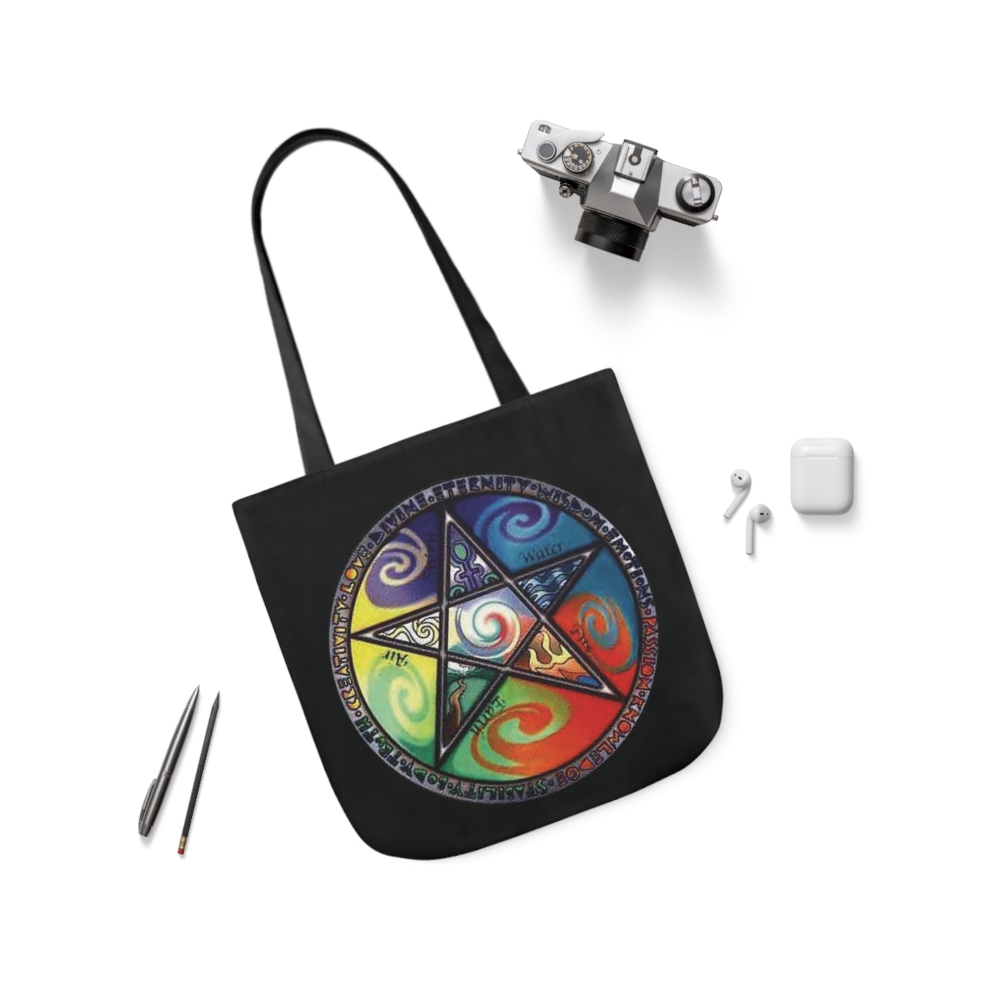 Wiccan Pentagram Shoulder Tote Bag