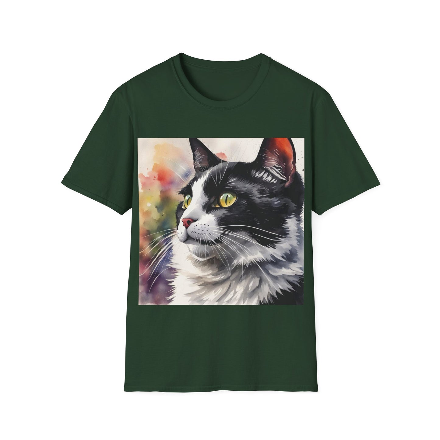 Black And White Cat Cute Watercolor T-Shirt