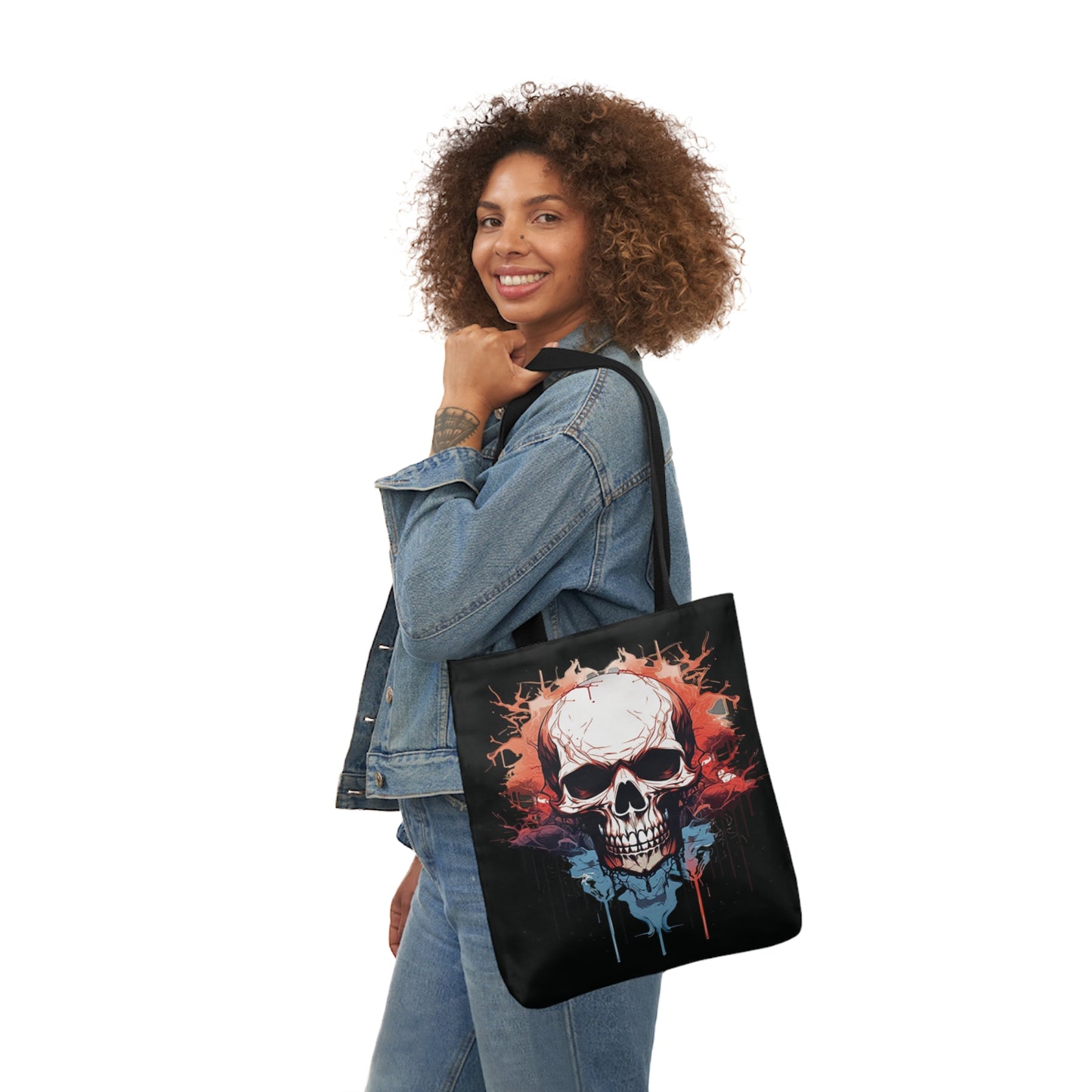 Skull Watercolour Painting Shoulder Tote Bag