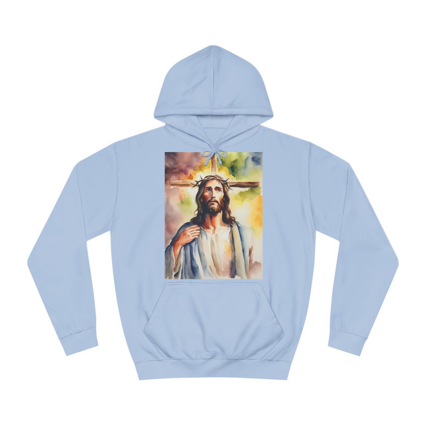 Jesus Christ Cross Watercolor Portrait Painting Hoodie