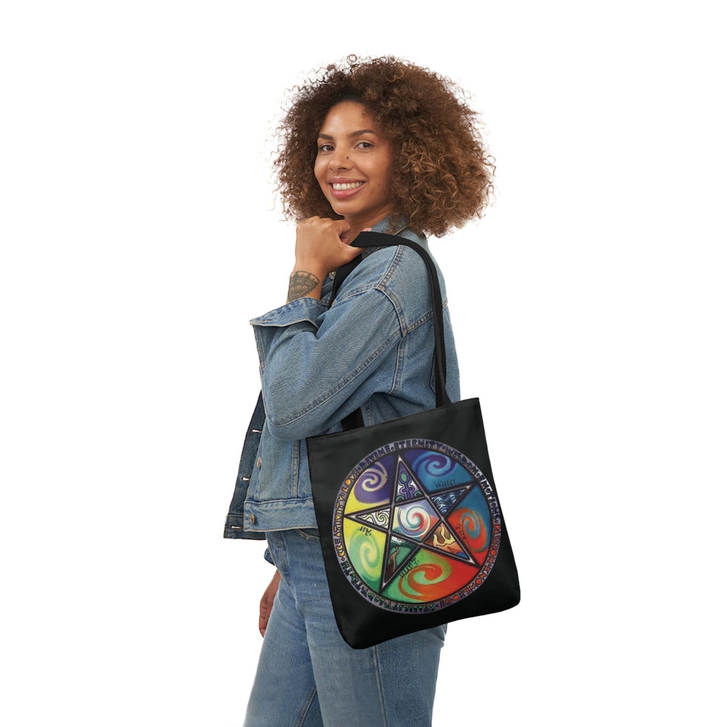 Wiccan Pentagram Shoulder Tote Bag