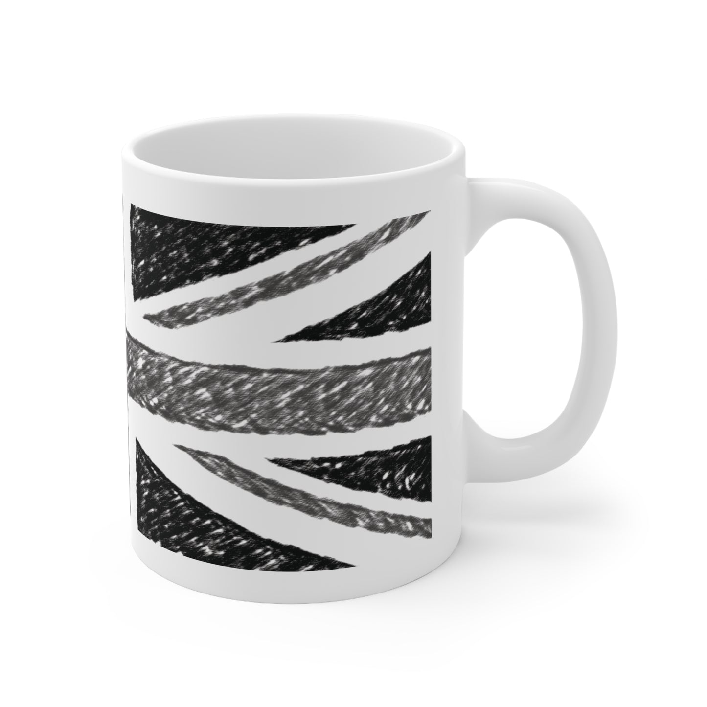 Union Jack Flag Charcoal  Wrap Around Coffee Mug