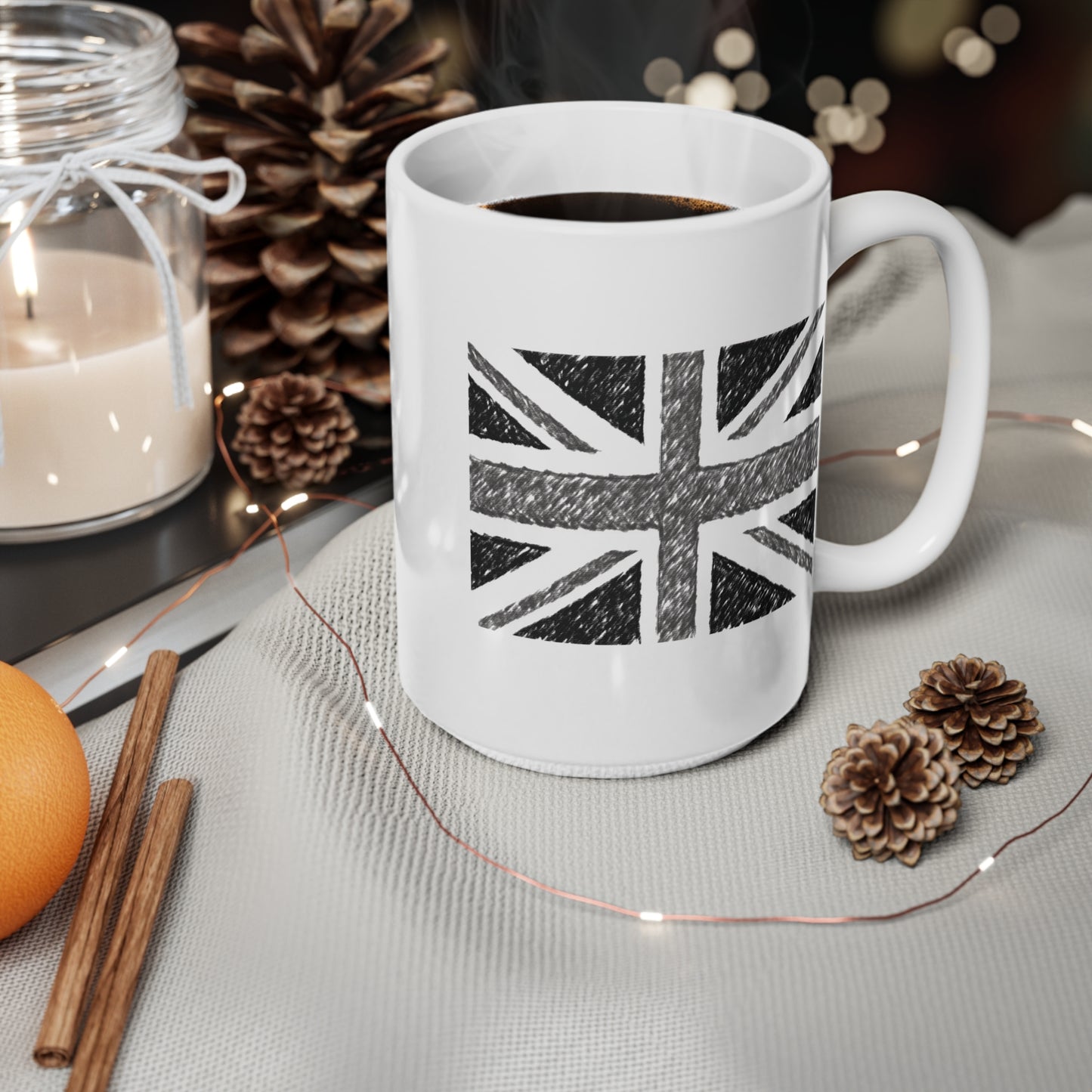 Union Jack Flag Charcoal Coffee Mug