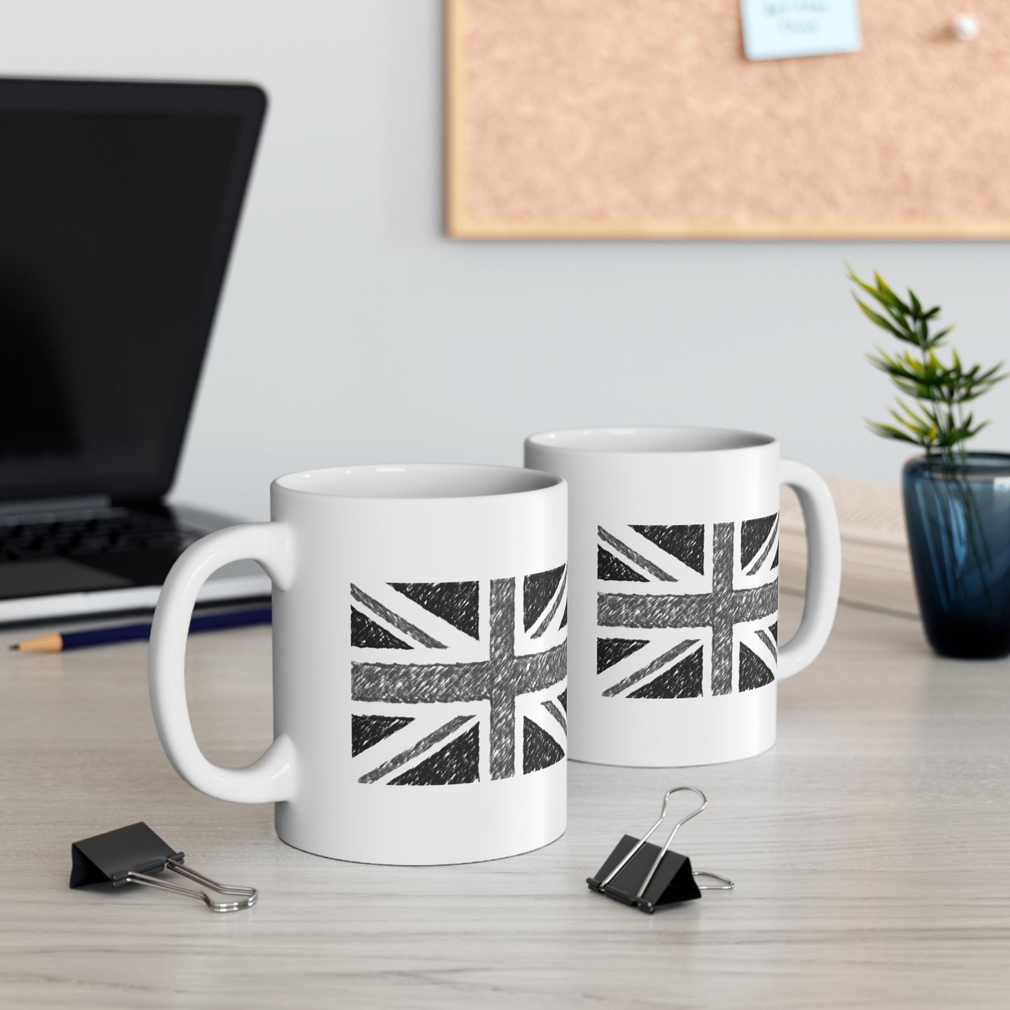 Union Jack Flag Charcoal Coffee Mug