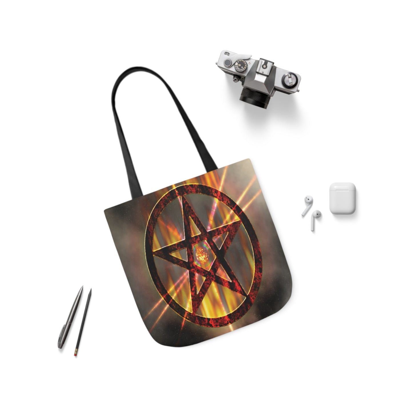 Magic Burning Pentagram Witches Pentacle Shoulder Tote Bag