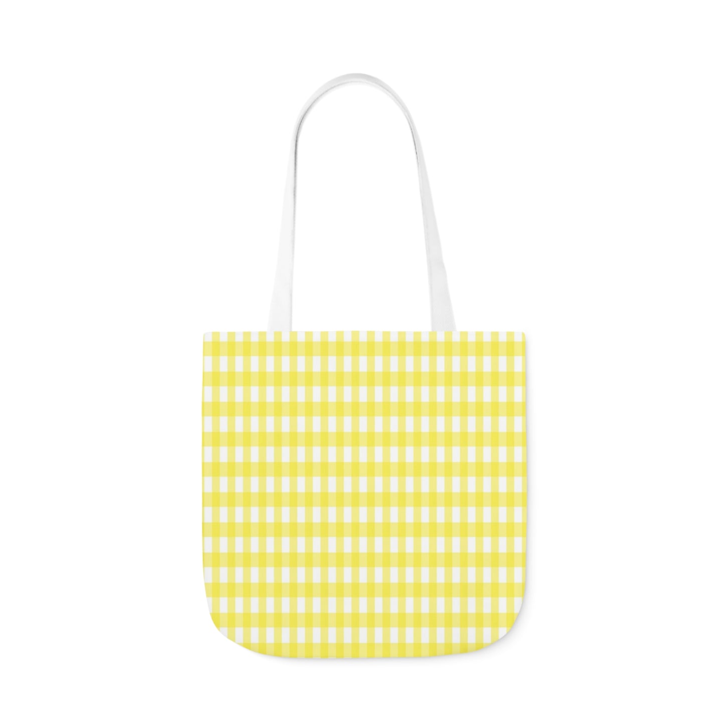 Lemon Yellow Check Pattern Shoulder Tote Bag