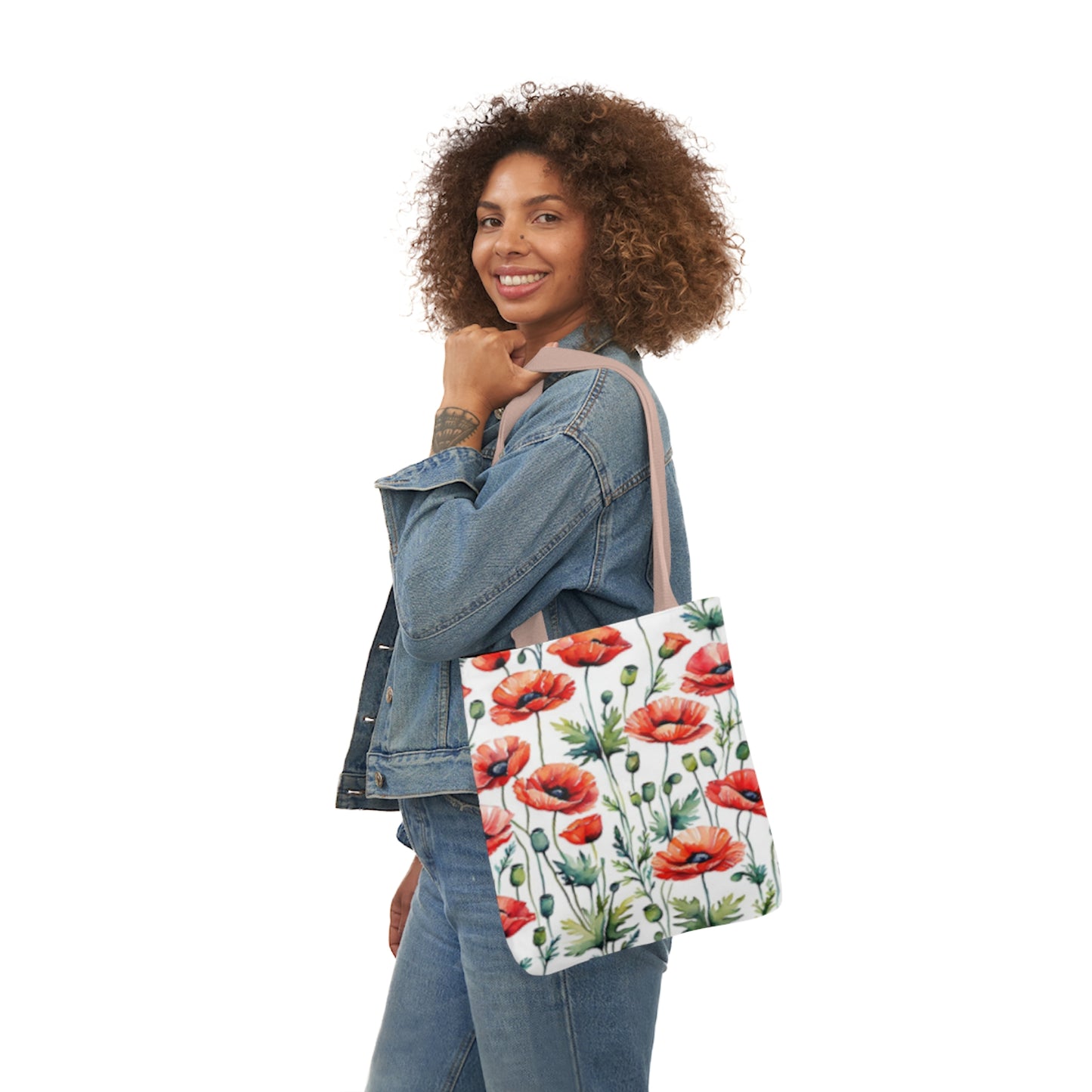 Red Poppies Shoulder Tote Bag