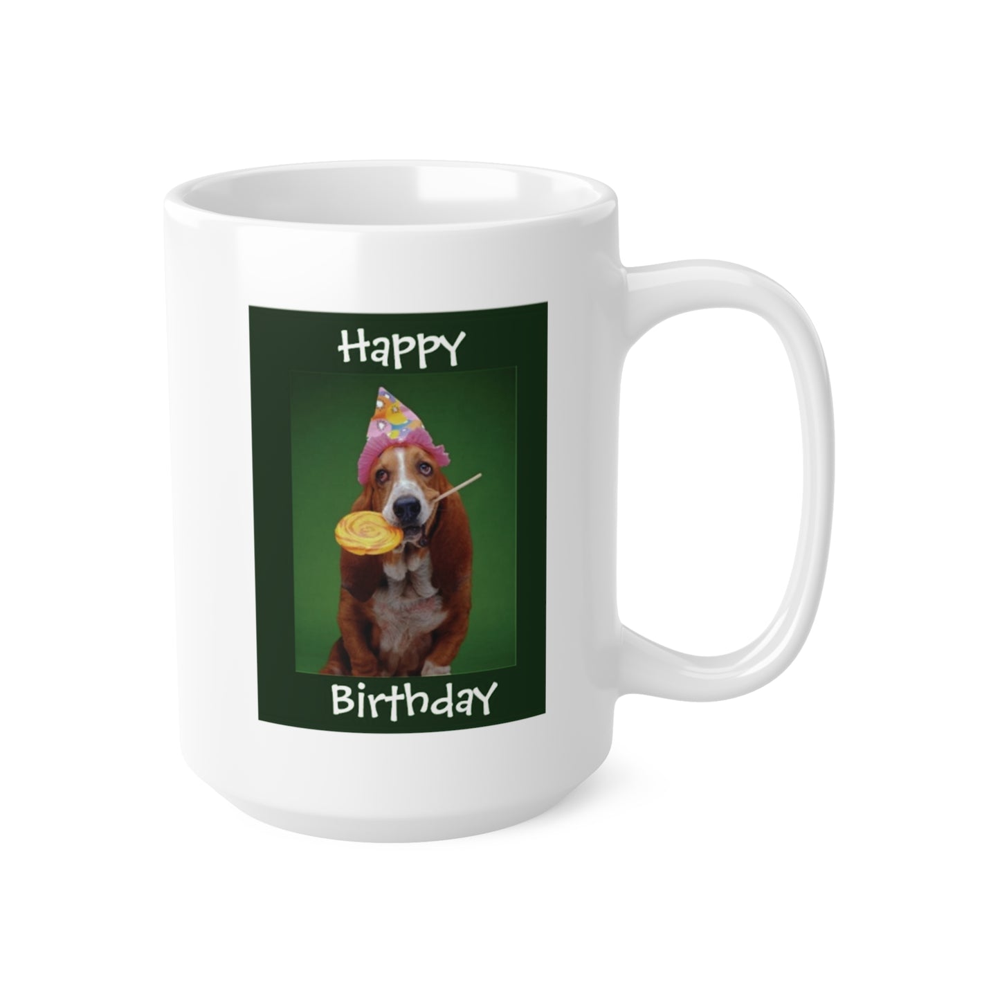 Happy Birthday Basset Hound Dog And Lollipop Coffee Mug