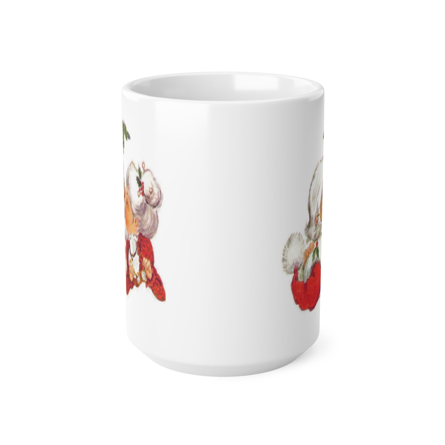 Vintage Christmas Santa Kissing Mrs Claus Coffee Mug