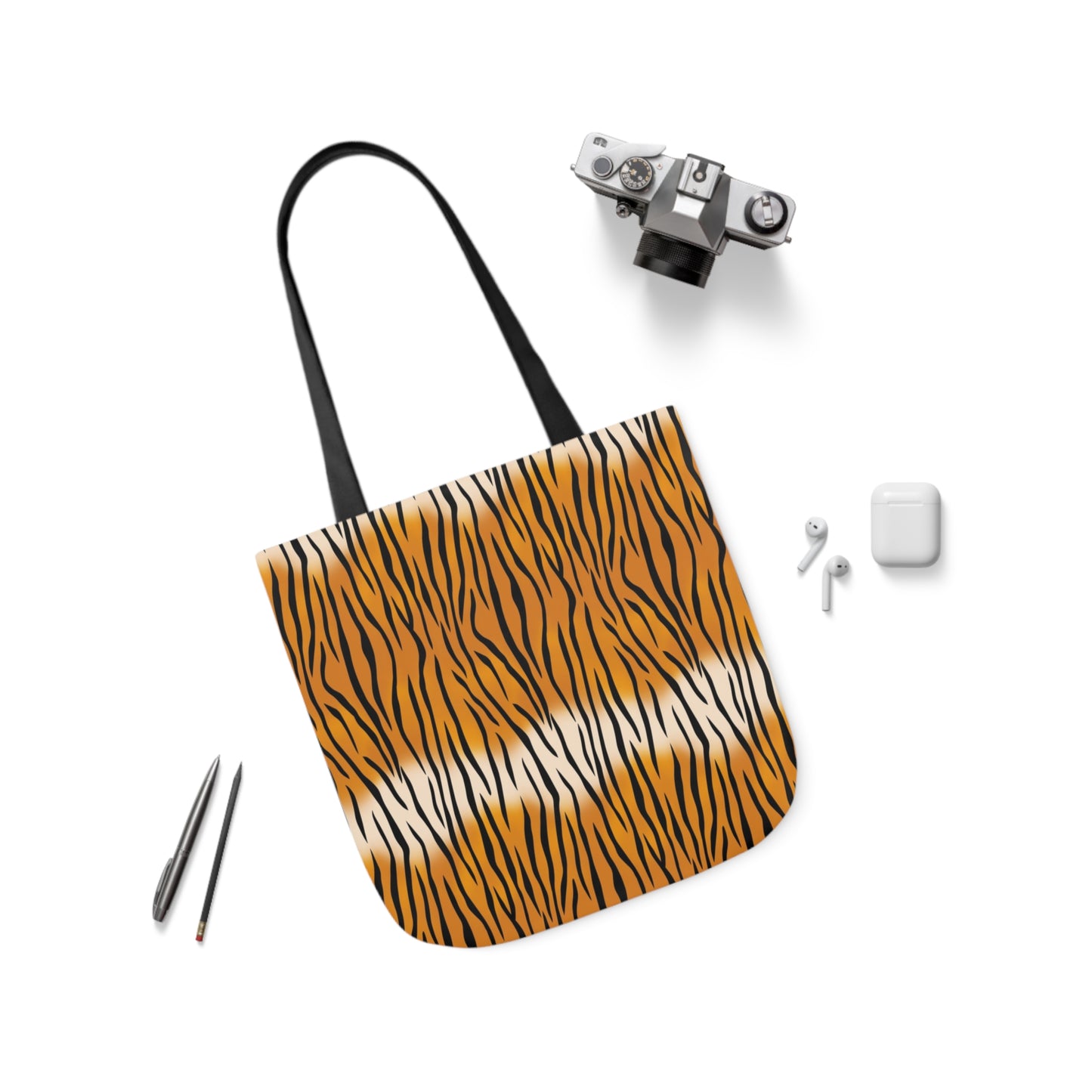 Tiger Fur Pattern Print Shoulder Tote Bag