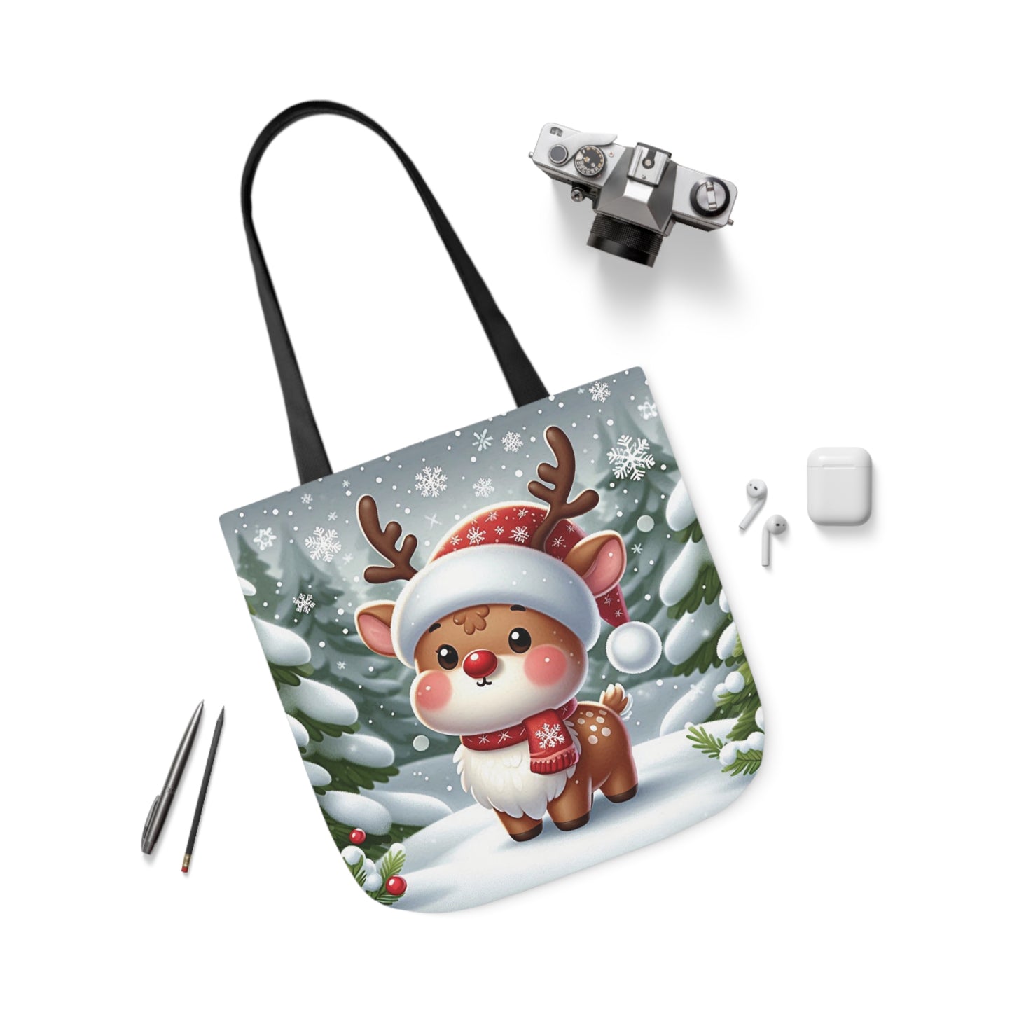 Cute Christmas Santa Reindeer Shoulder Tote Bag