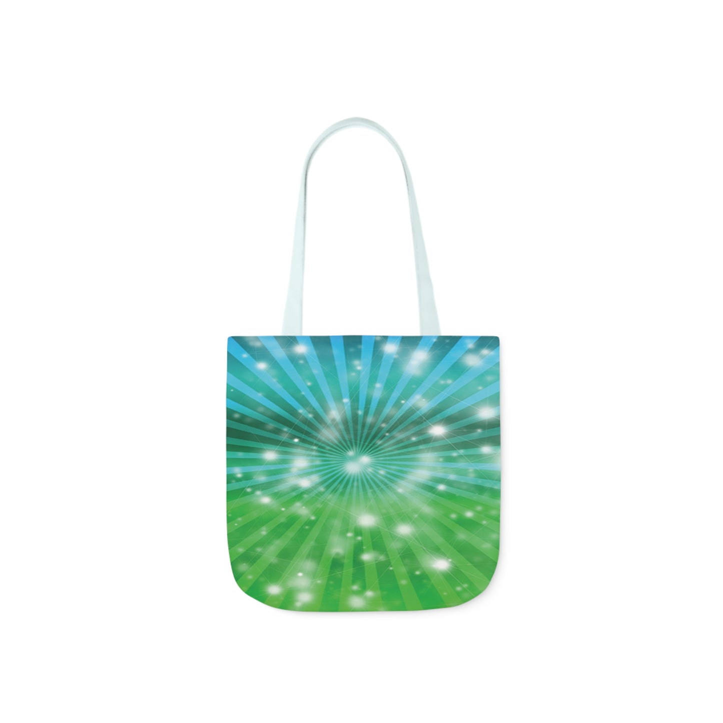 Starburst Blue And Green Stripes Pattern Shoulder Tote Bag