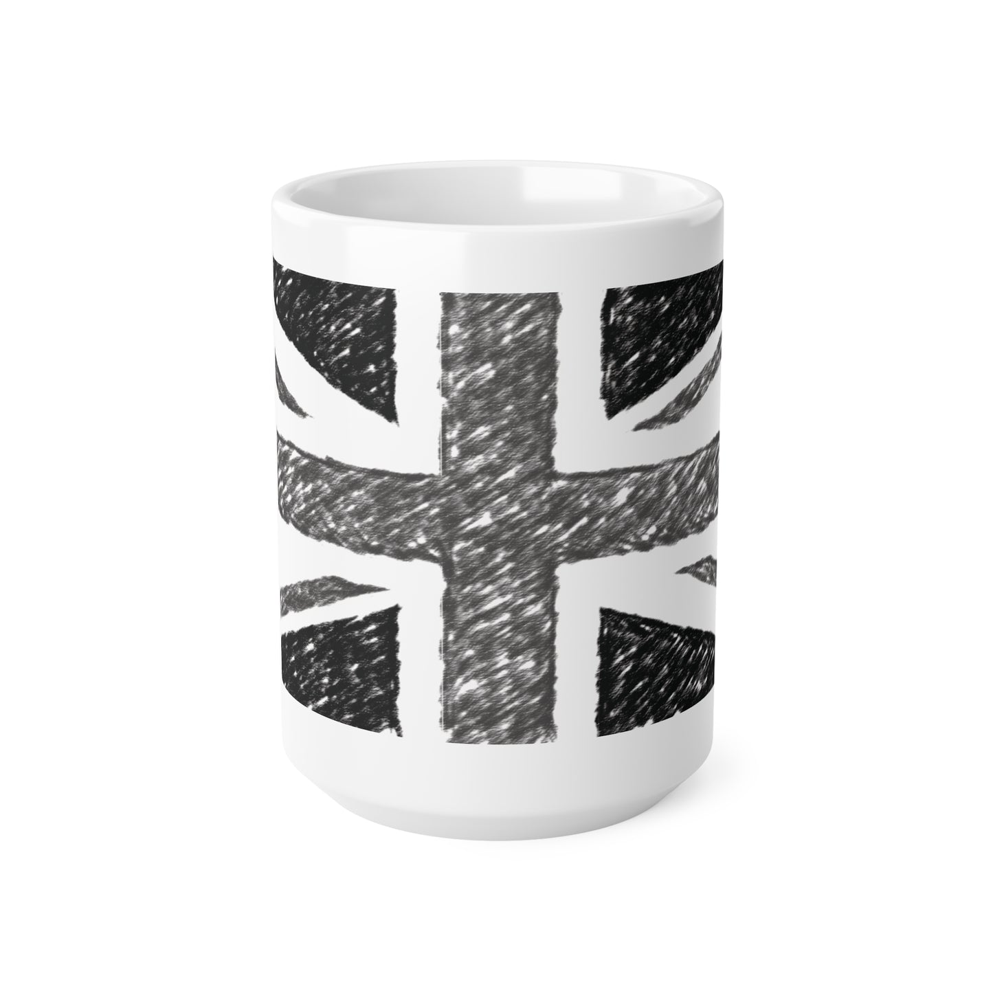 Union Jack Flag Charcoal  Wrap Around Coffee Mug