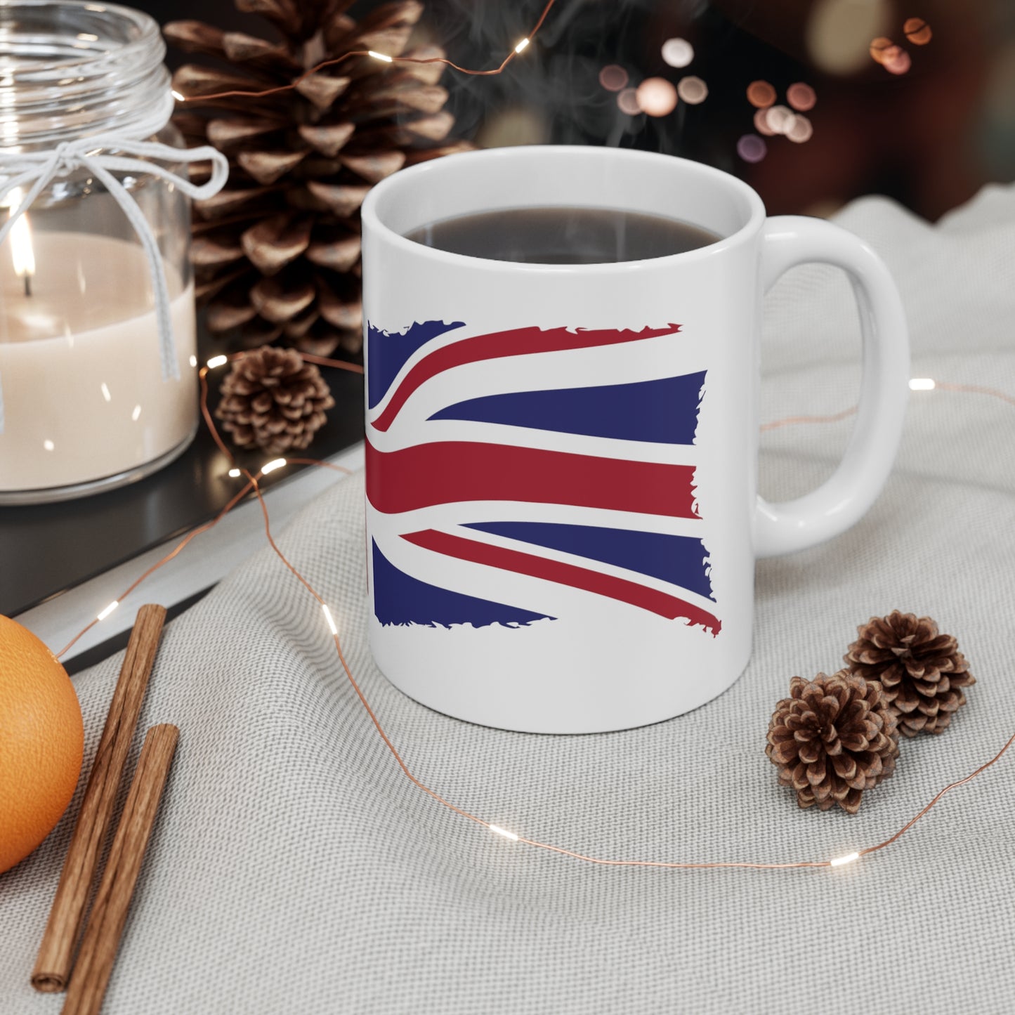 Union Jack Flag Grunge Wrap Around Coffee Mug