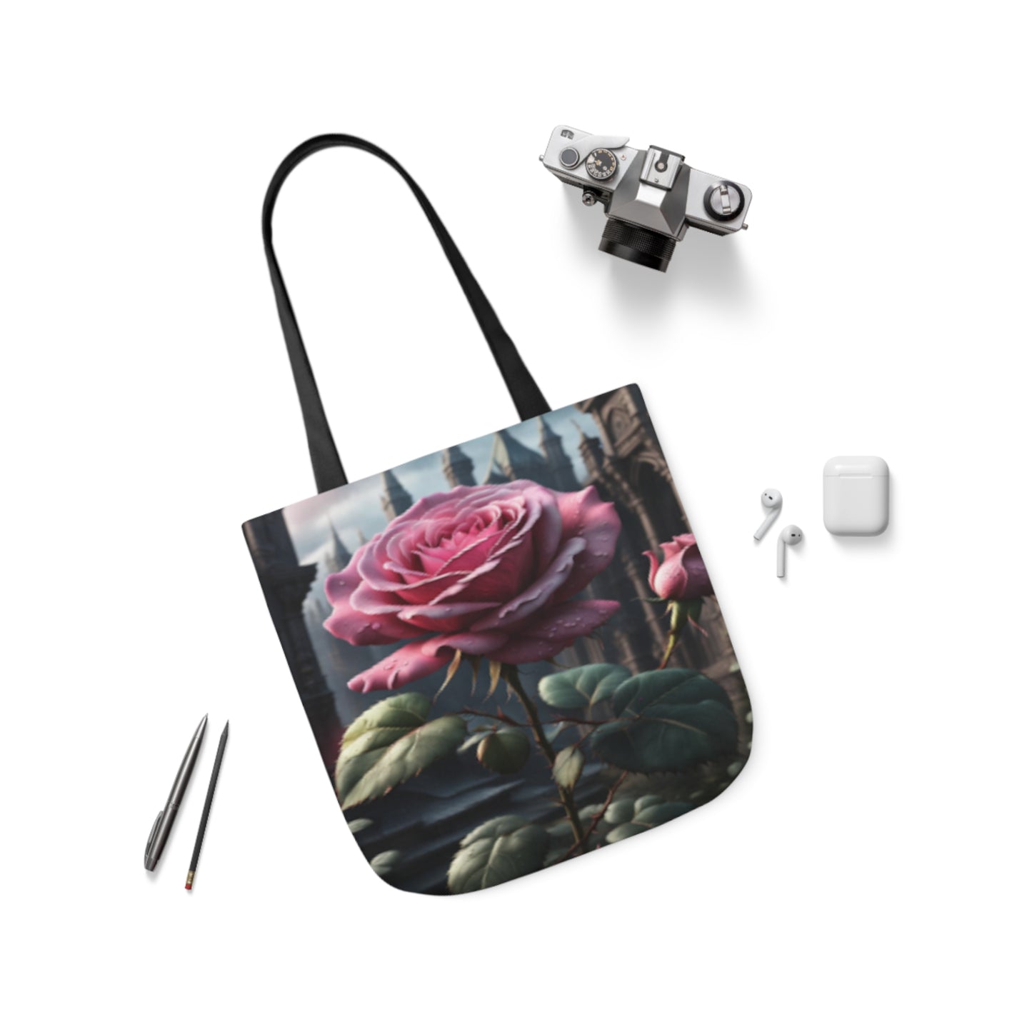 Pink Gothic Fantasy Rose Shoulder Tote Bag