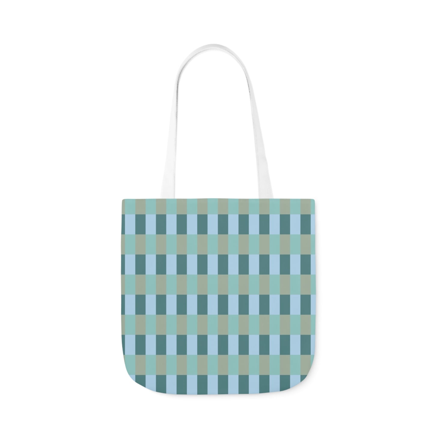 Blue And Green Gingham Check Pattern Shoulder Tote Bag