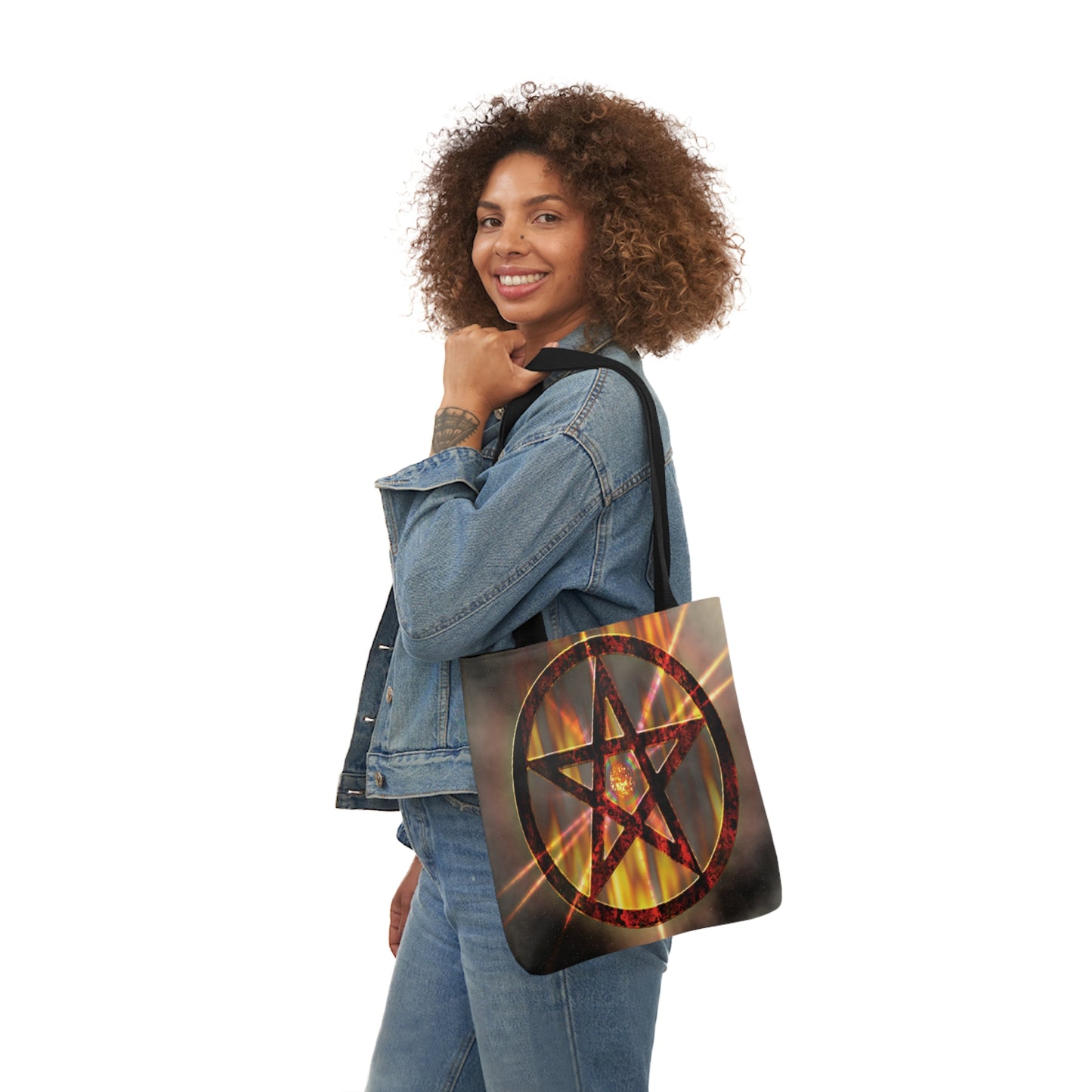 Magic Burning Pentagram Witches Pentacle Shoulder Tote Bag