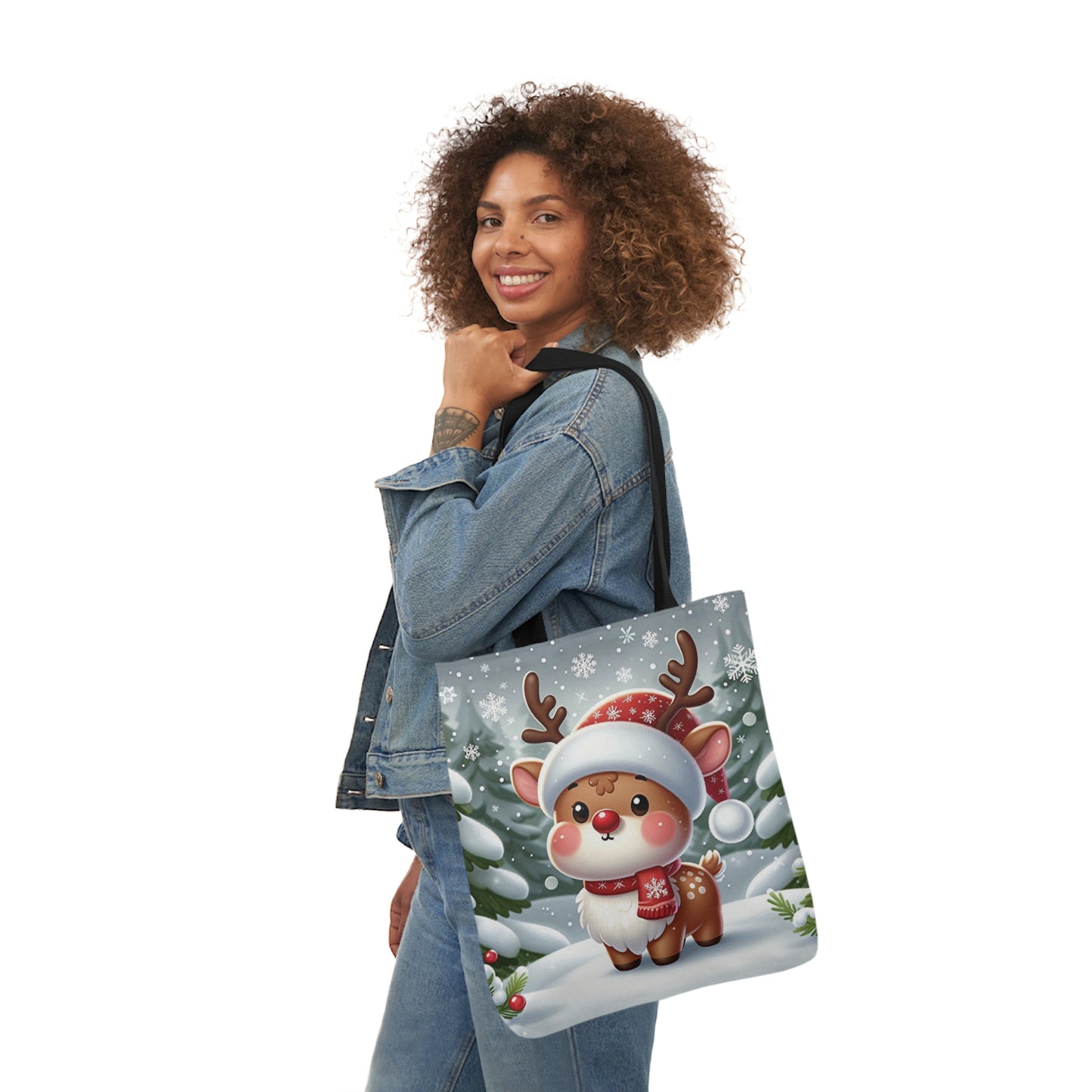 Cute Christmas Santa Reindeer Shoulder Tote Bag