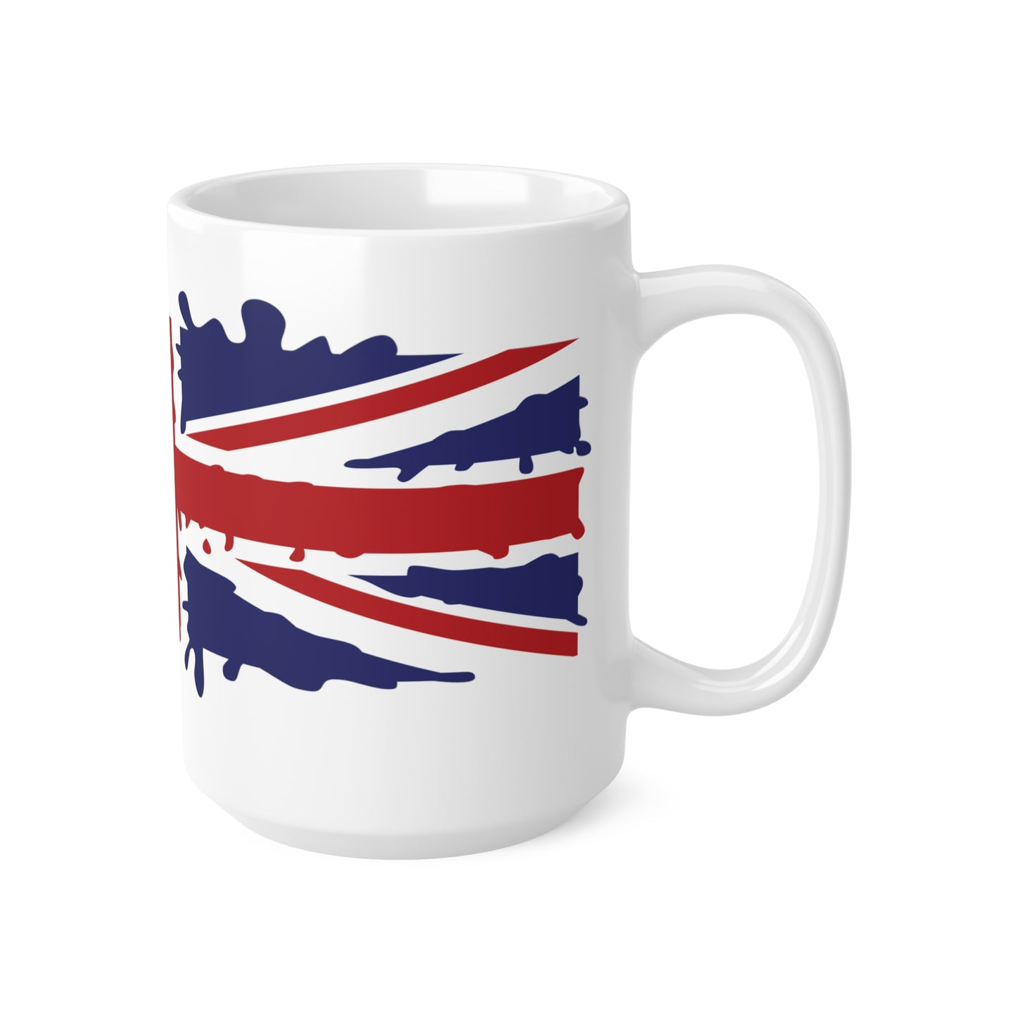 Union Jack Flag Paint Splat Wrap Around Coffee Mug