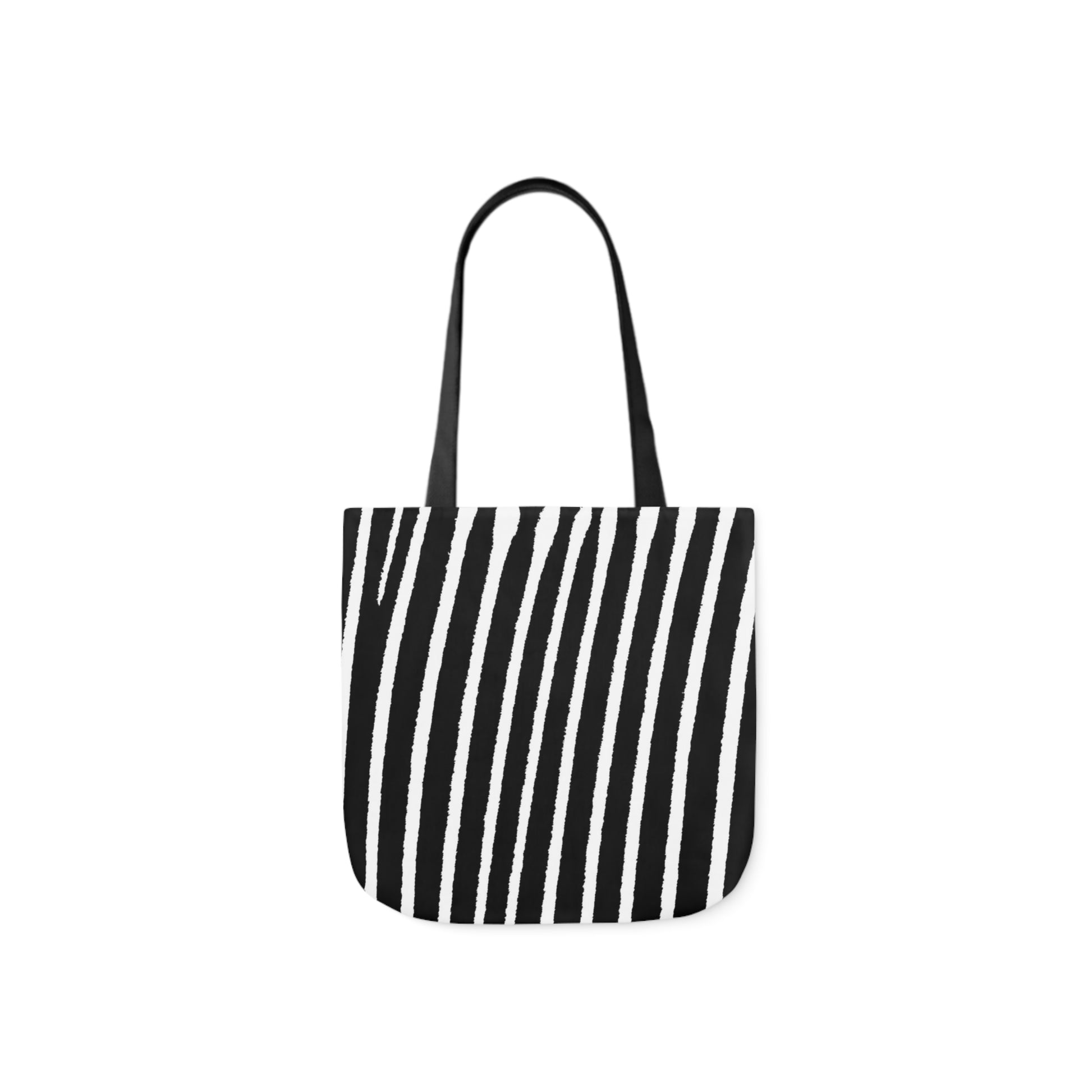 A canvas shoulder tote bag with a design of zebra stripes pattern