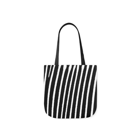 A canvas shoulder tote bag with a design of zebra stripes pattern