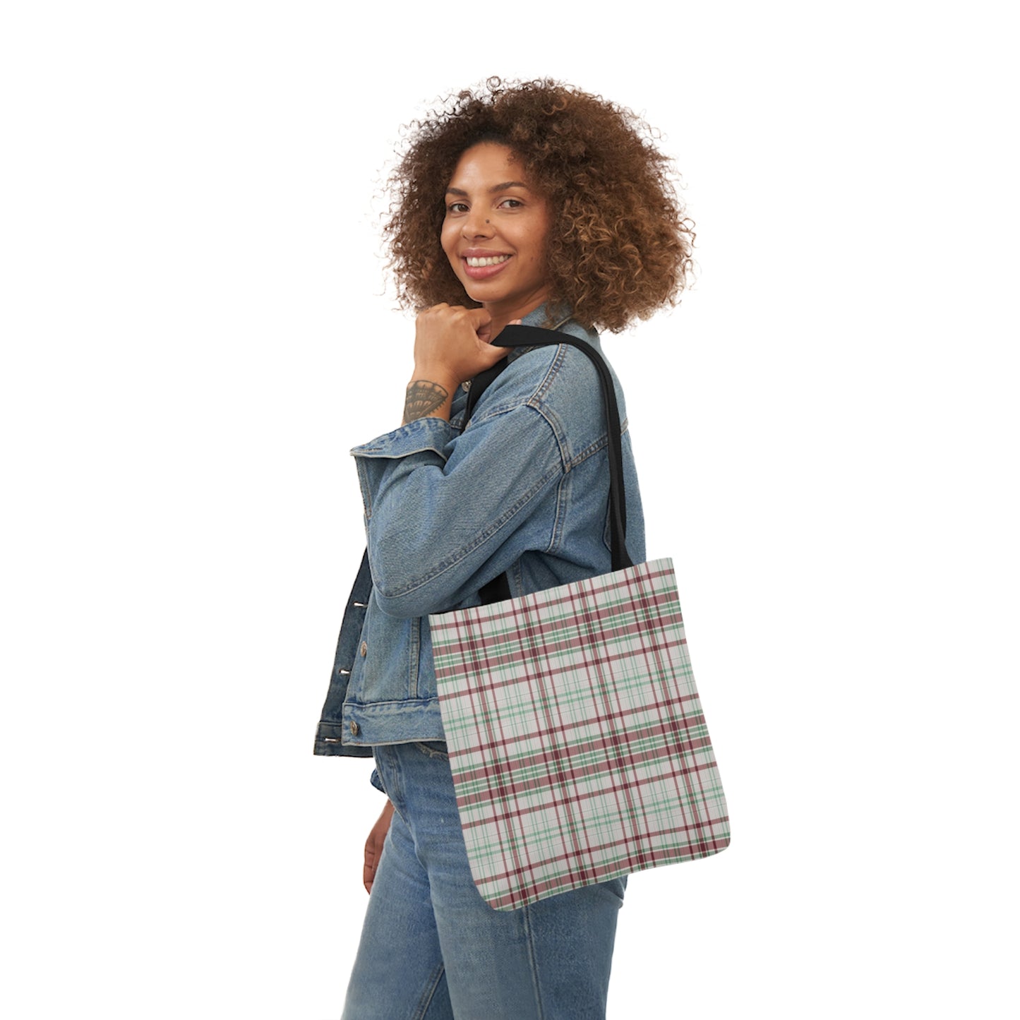 Brown And Green Plaid Tartan Pattern Shoulder Tote Bag