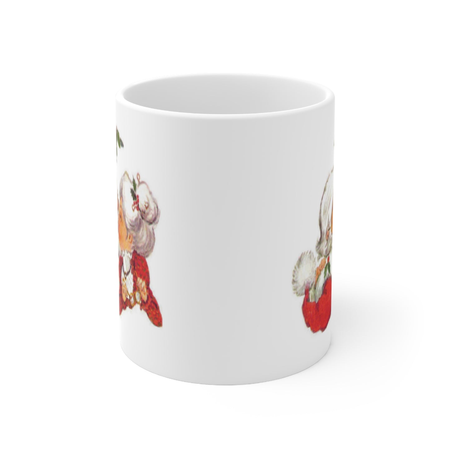 Vintage Christmas Santa Kissing Mrs Claus Coffee Mug