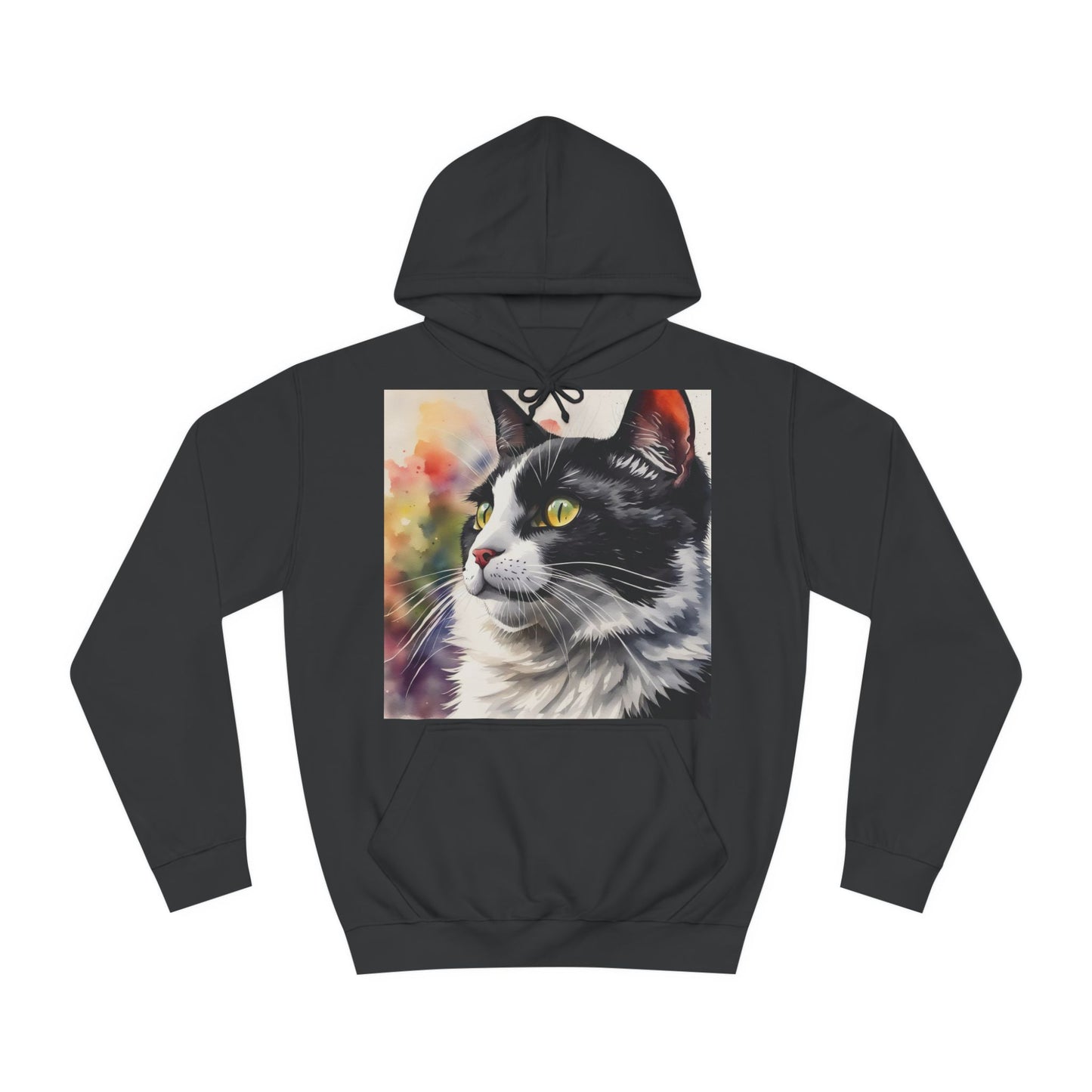 Black And White Cat Cute Watercolor Hoodie