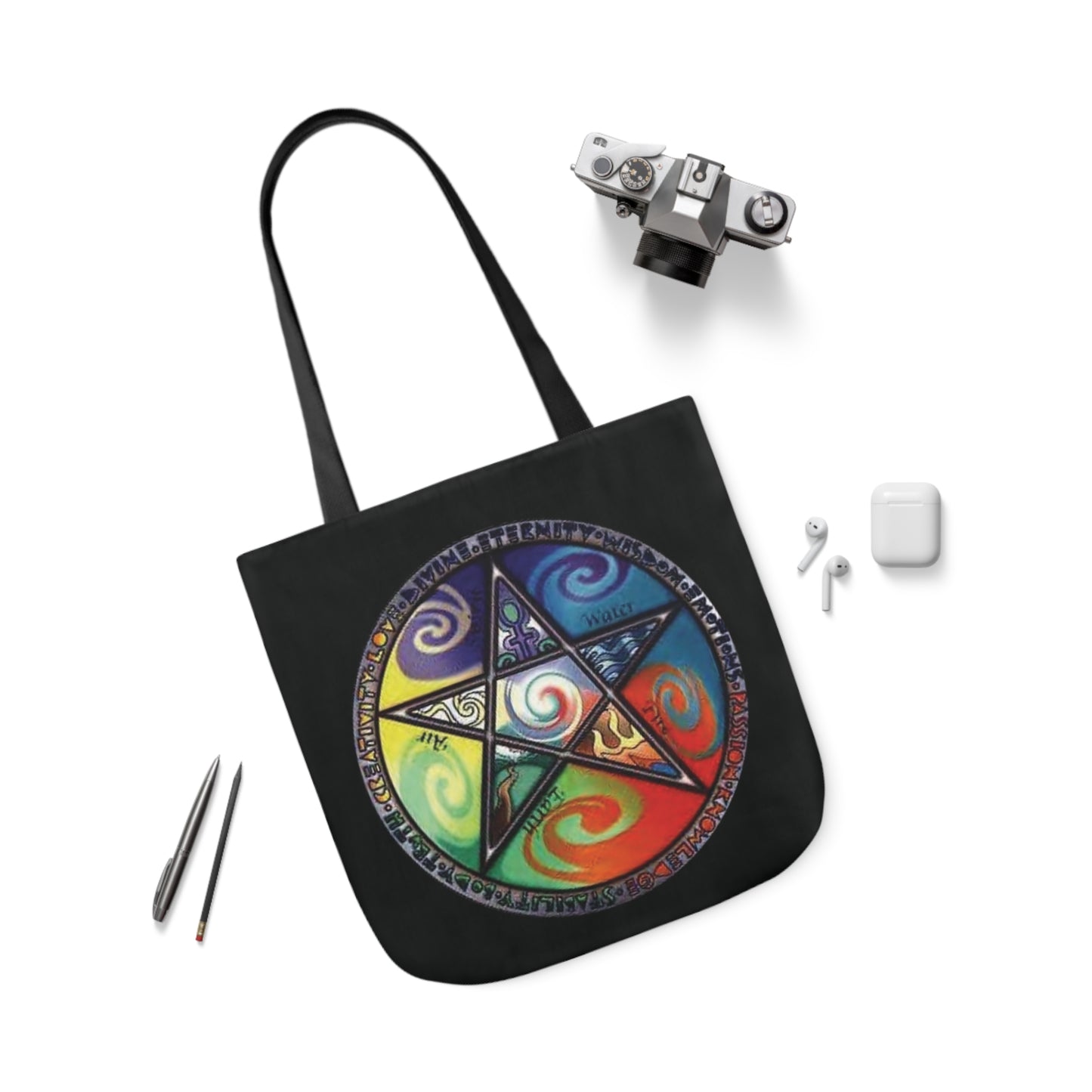 Wiccan Pentagram Shoulder Tote Bag