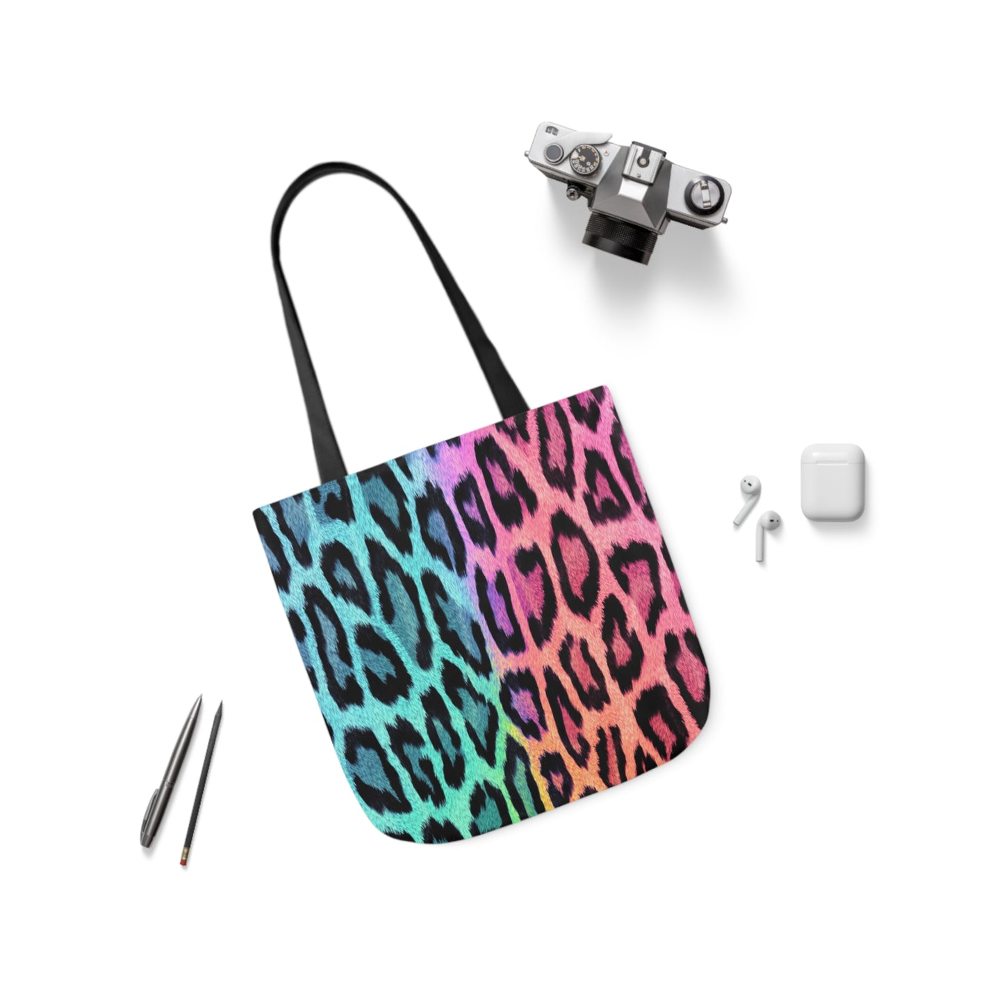 Rainbow Leopard Print Pattern Shoulder Tote Bag