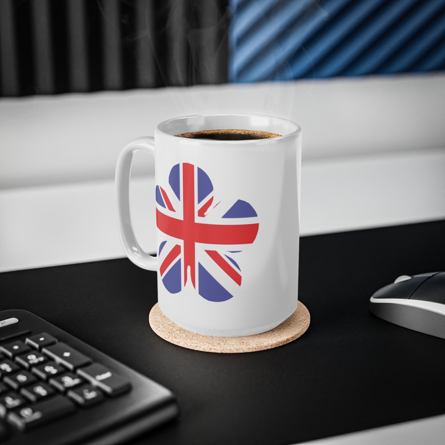 Union Jack Flag Flower Coffee Mug