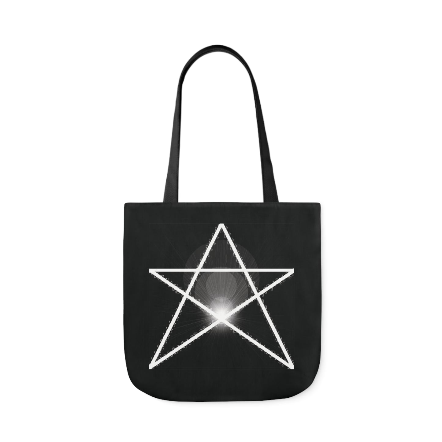 White Pentagram Witches Pentacle Black Shoulder Tote Bag