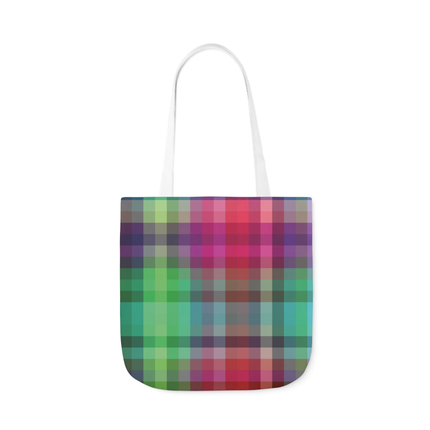 Rainbow Multi Colour Tartan Pattern Shoulder Tote Bag