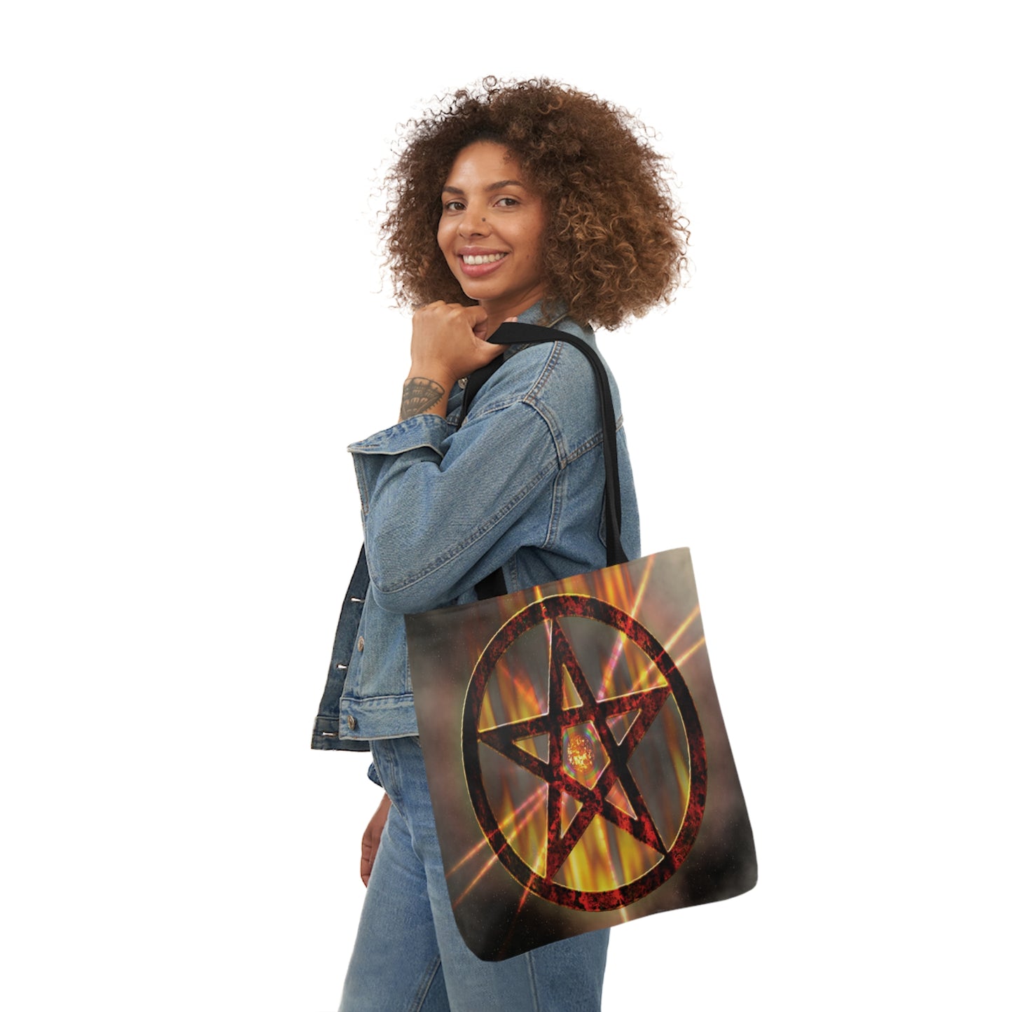 Magic Burning Pentagram Witches Pentacle Shoulder Tote Bag