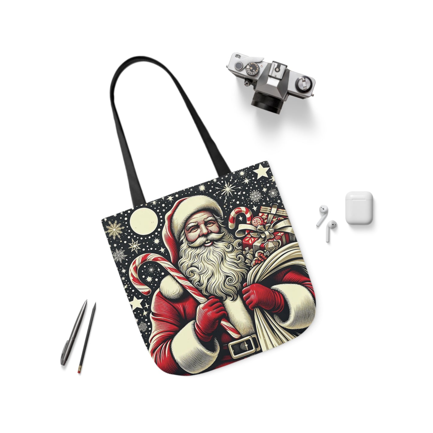 Winters Night Santa Claus Shop Shoulder Tote Bag