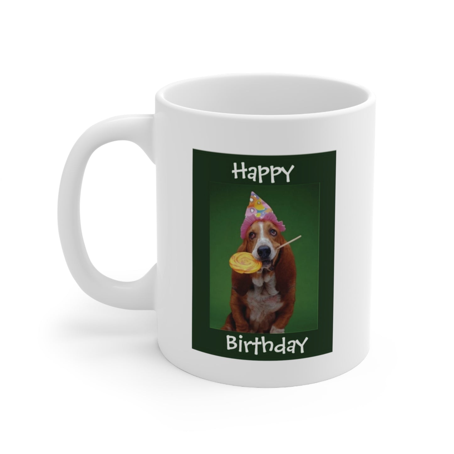 Happy Birthday Basset Hound Dog And Lollipop Coffee Mug