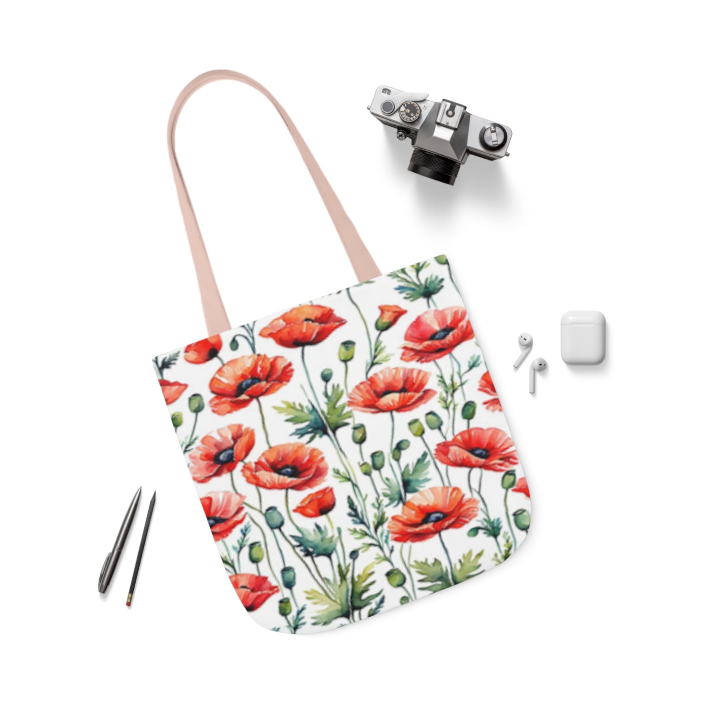 Red Poppies Shoulder Tote Bag