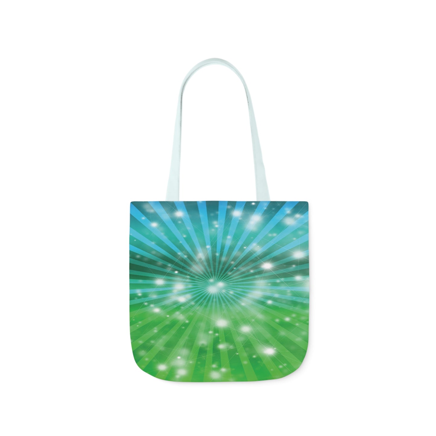 Starburst Blue And Green Stripes Pattern Shoulder Tote Bag