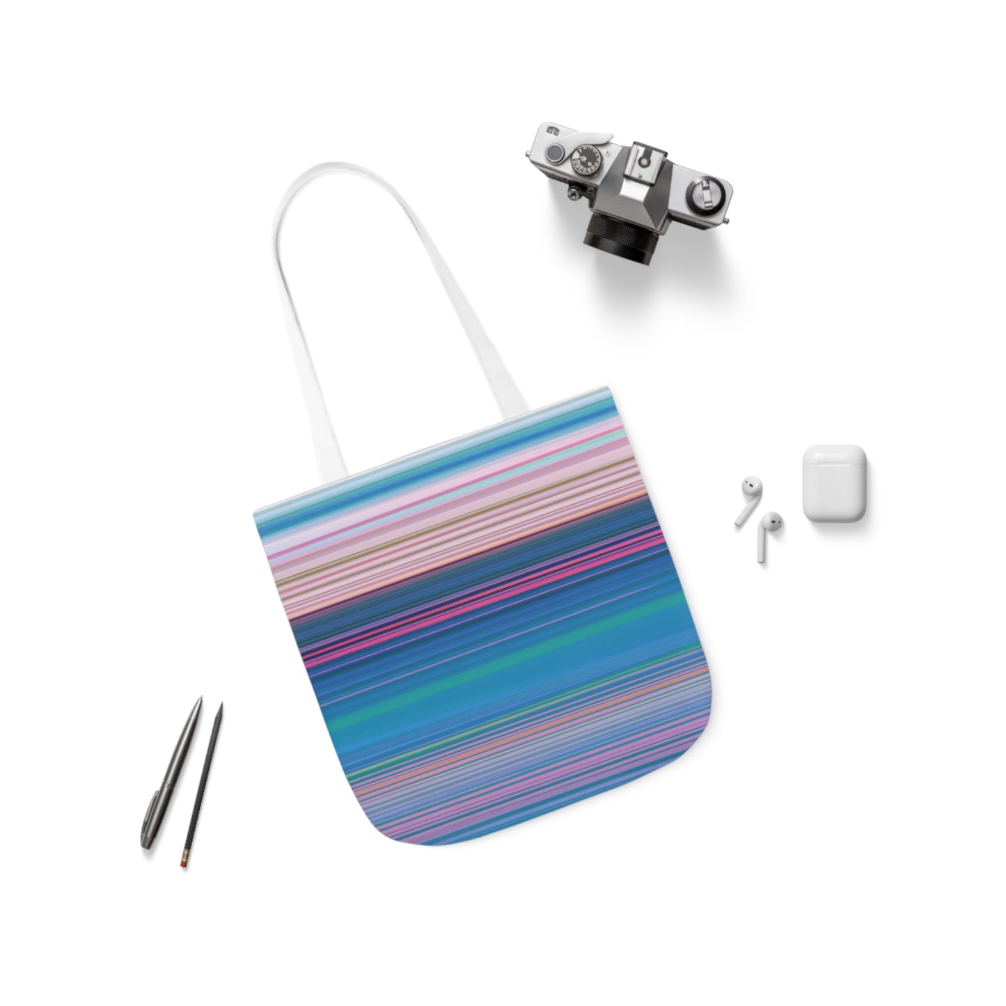 Ocean Sunrise Stripes Pattern Shoulder Tote Bag