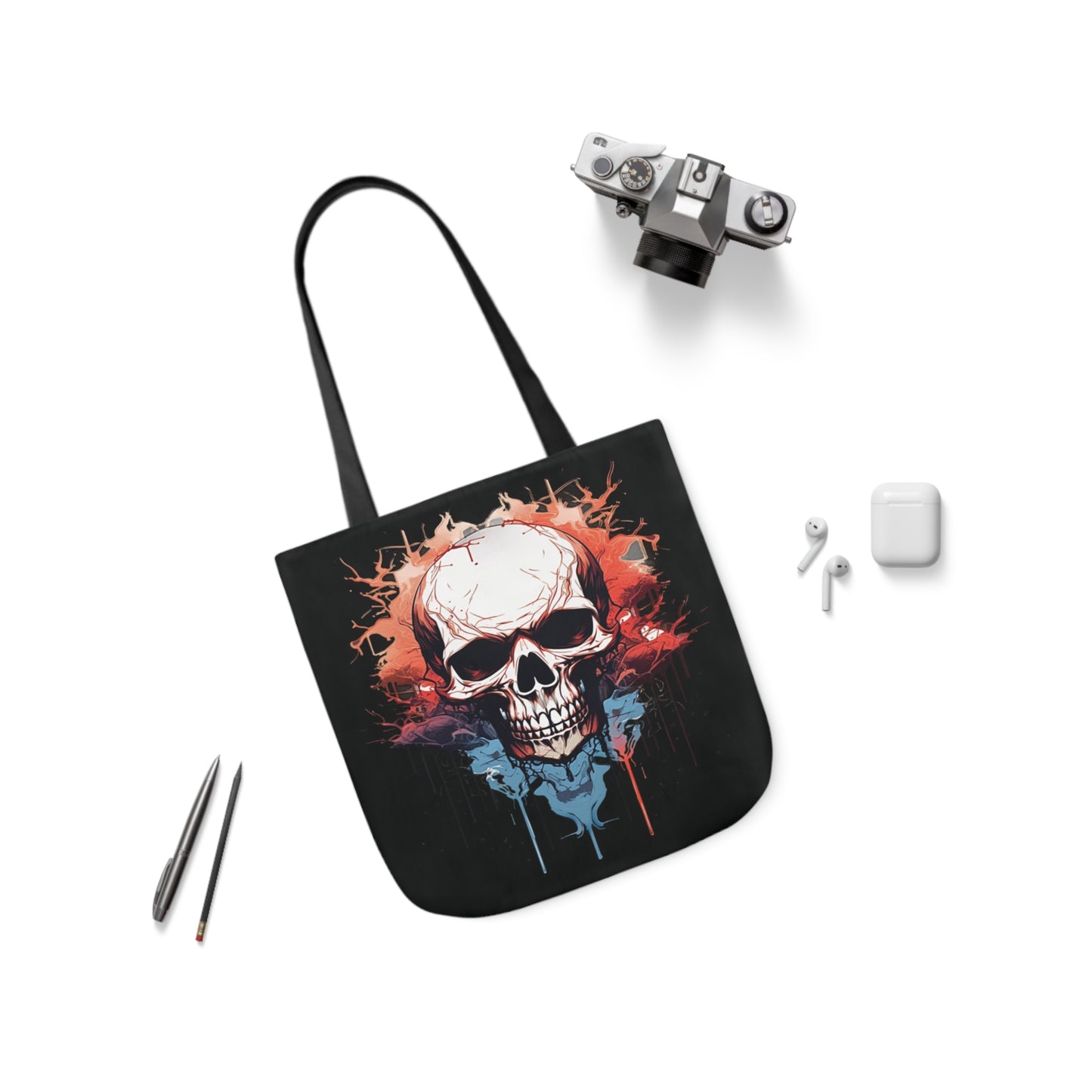 Skull Watercolour Painting Shoulder Tote Bag