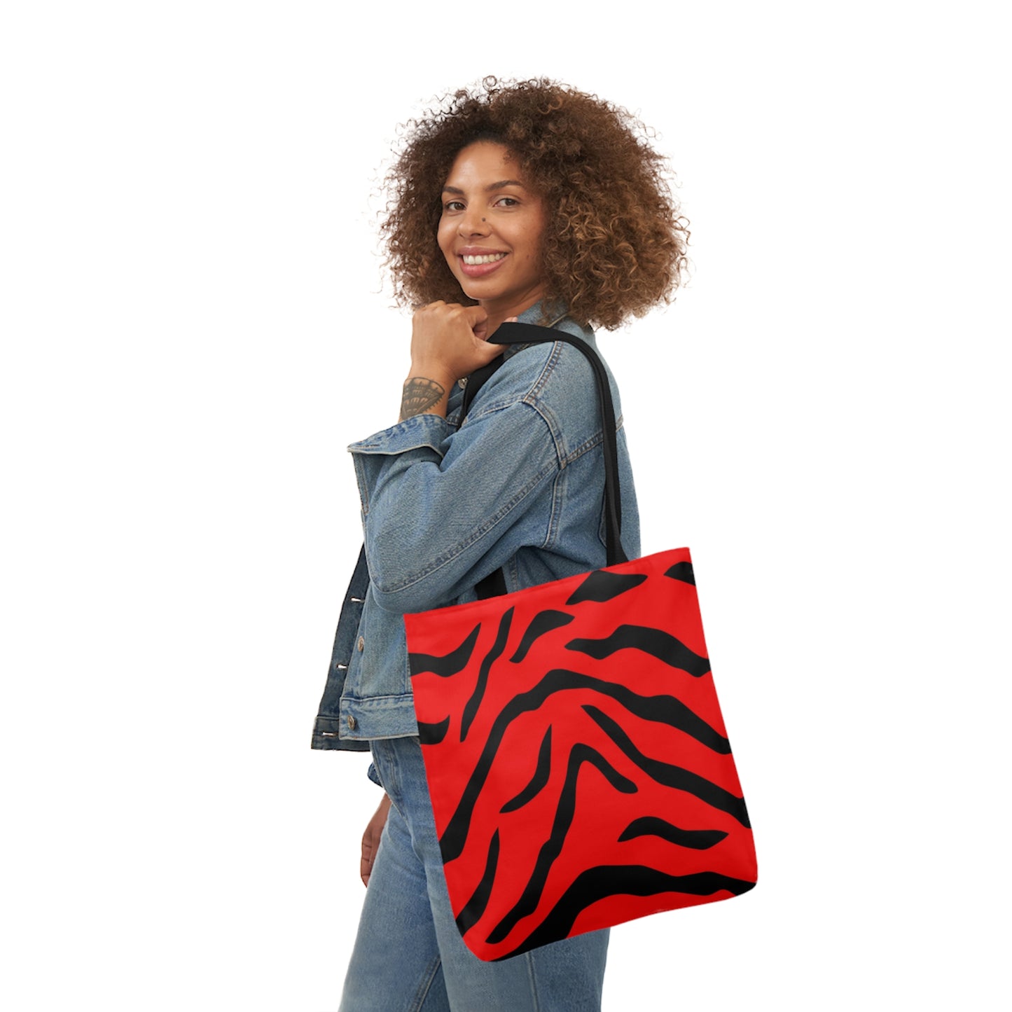 Red Tiger Animal Print Pattern Shoulder Tote Bag