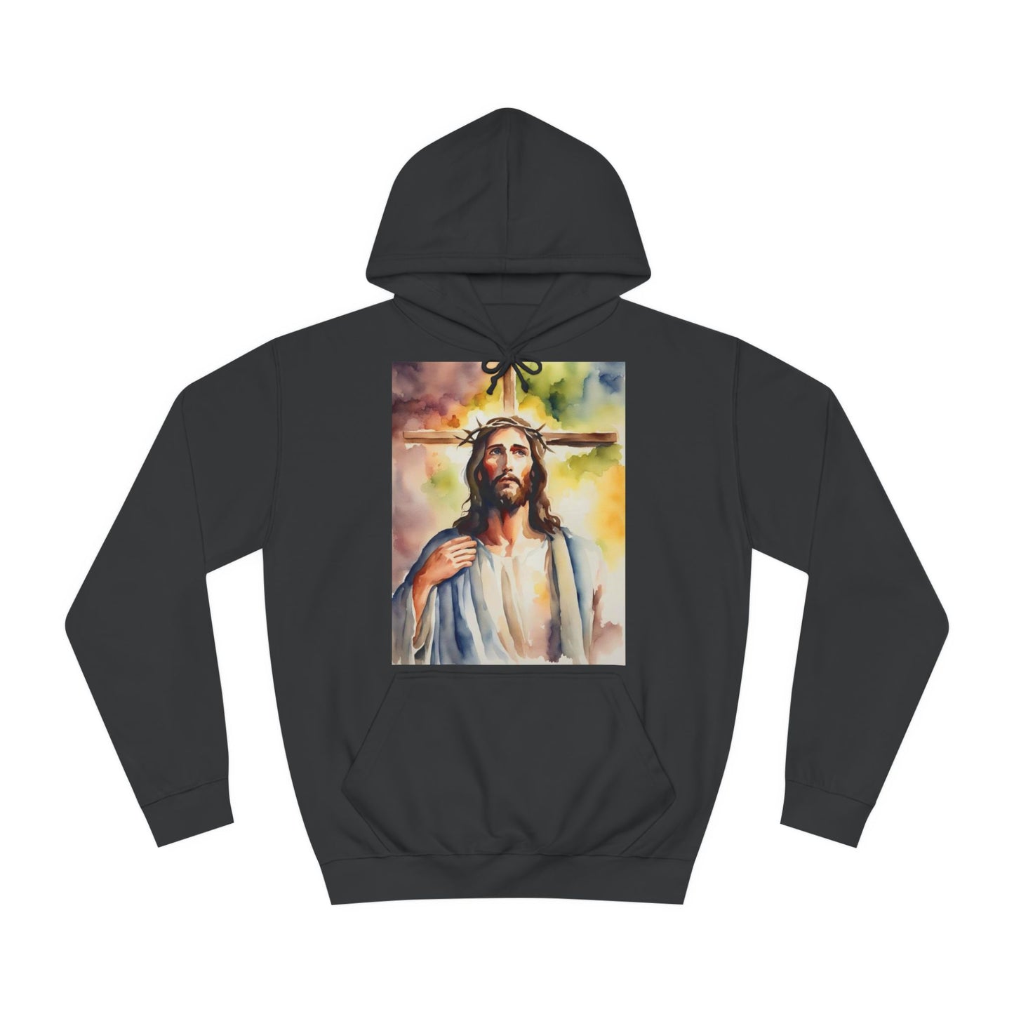 Jesus Christ Cross Watercolor Portrait Painting Hoodie