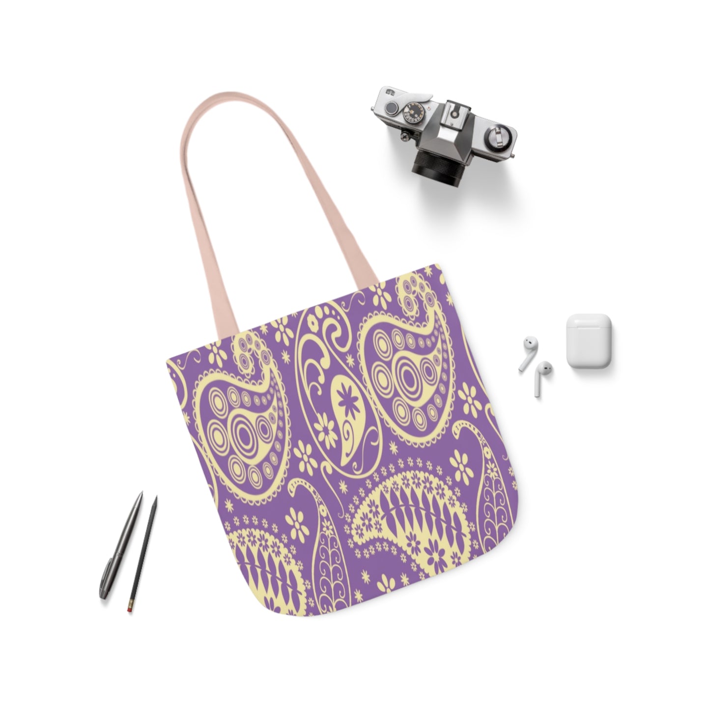 Purple Paisley Pattern Shoulder Tote Bag