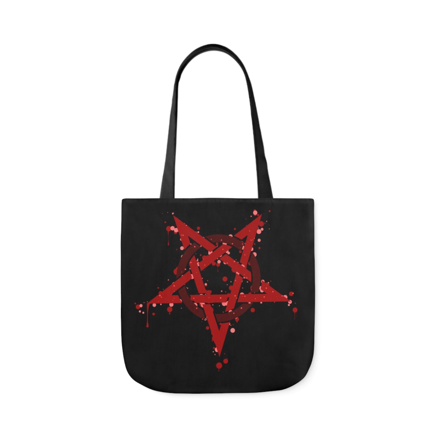 Red  Inverted Spotted Pentagram Shoulder Tote Bag