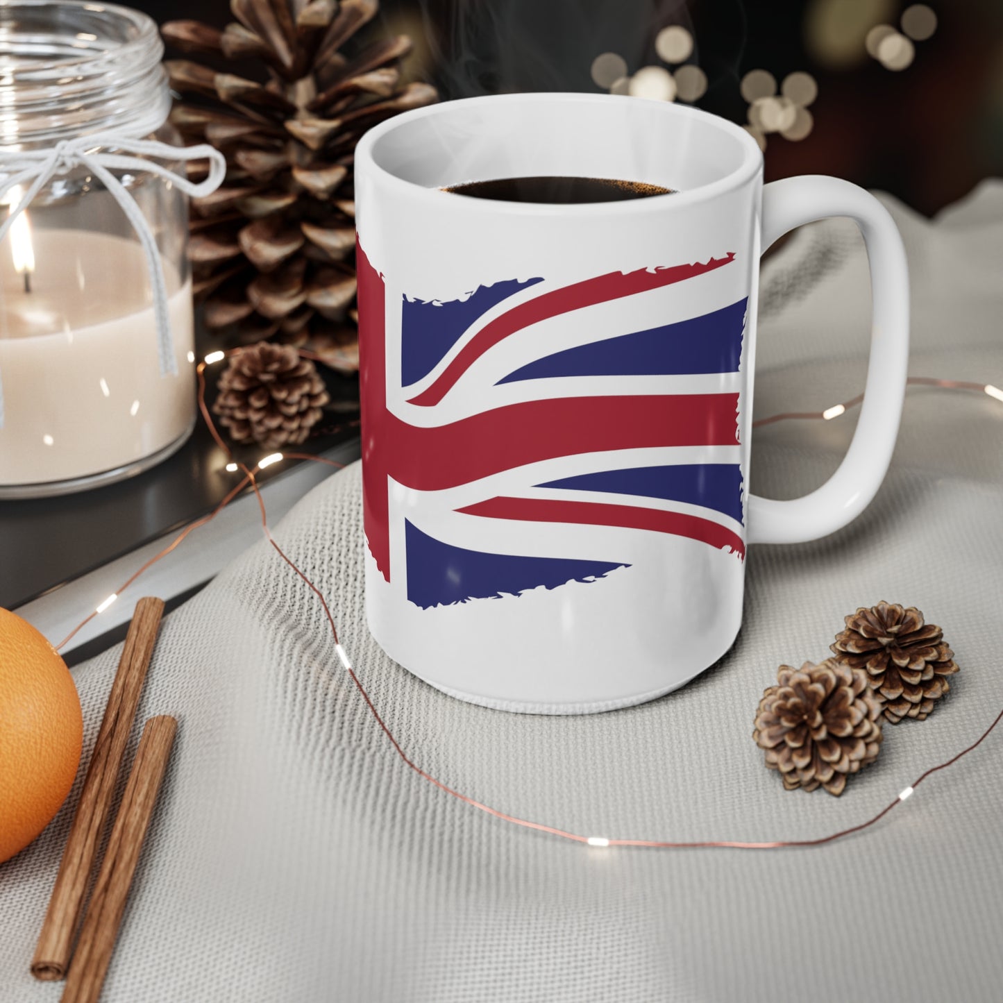 Union Jack Flag Grunge Wrap Around Coffee Mug