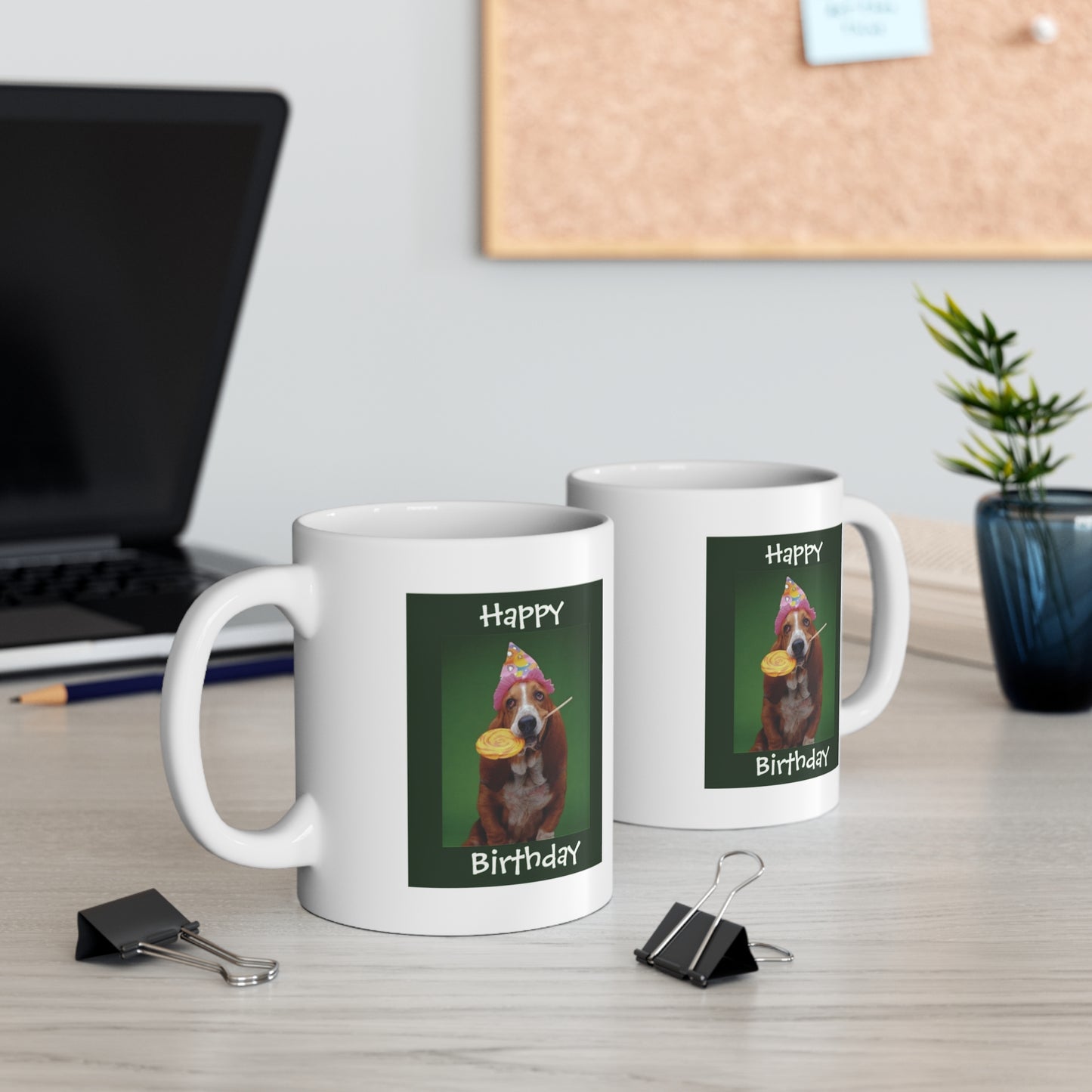 Happy Birthday Basset Hound Dog And Lollipop Coffee Mug