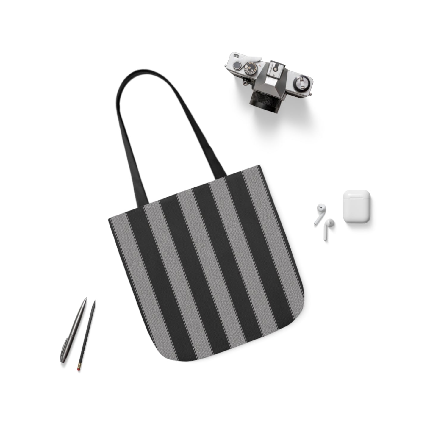 Black And Grey Goth Stripes Pattern Shoulder Tote Bag